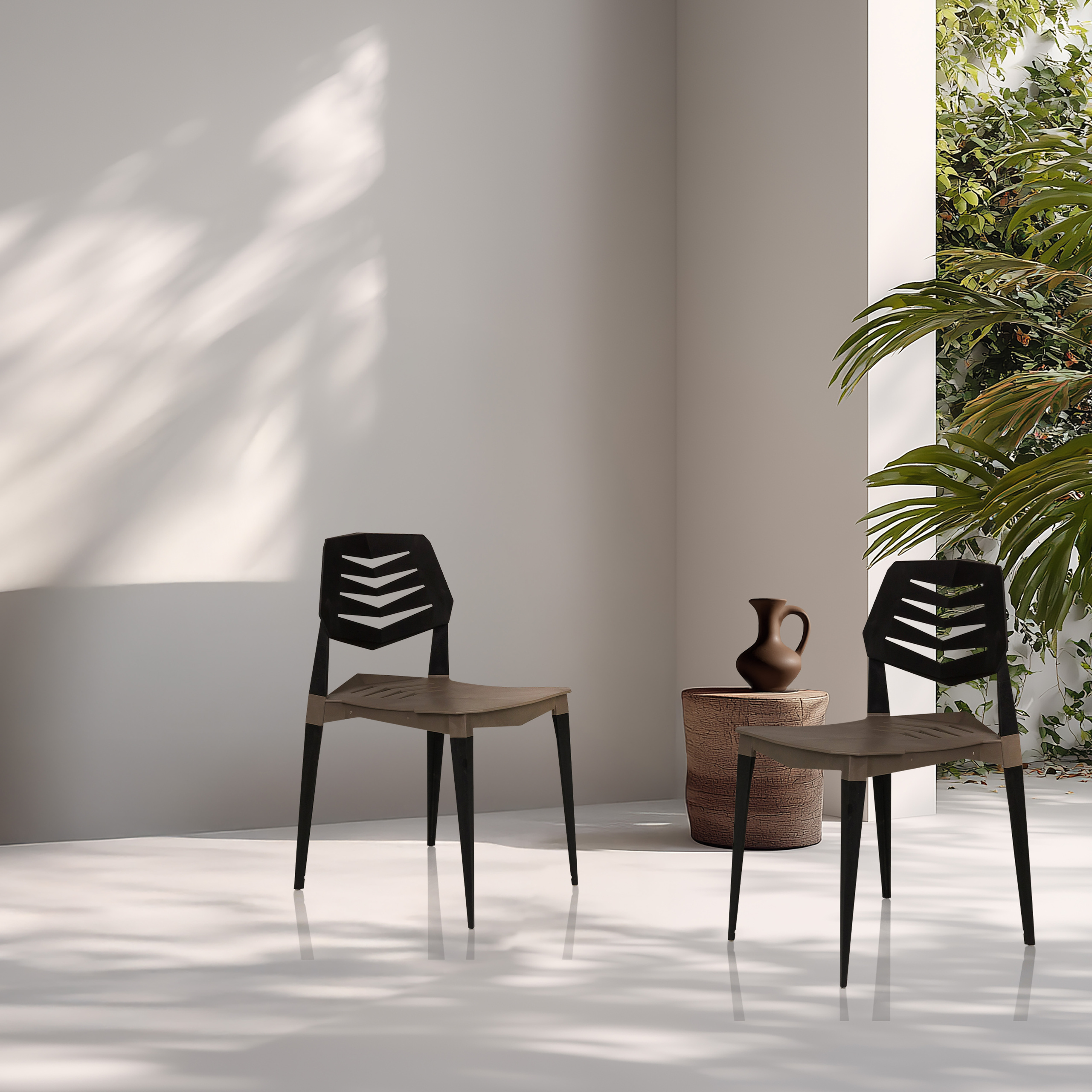 Flecharo Dining chair Plastic Black Brown