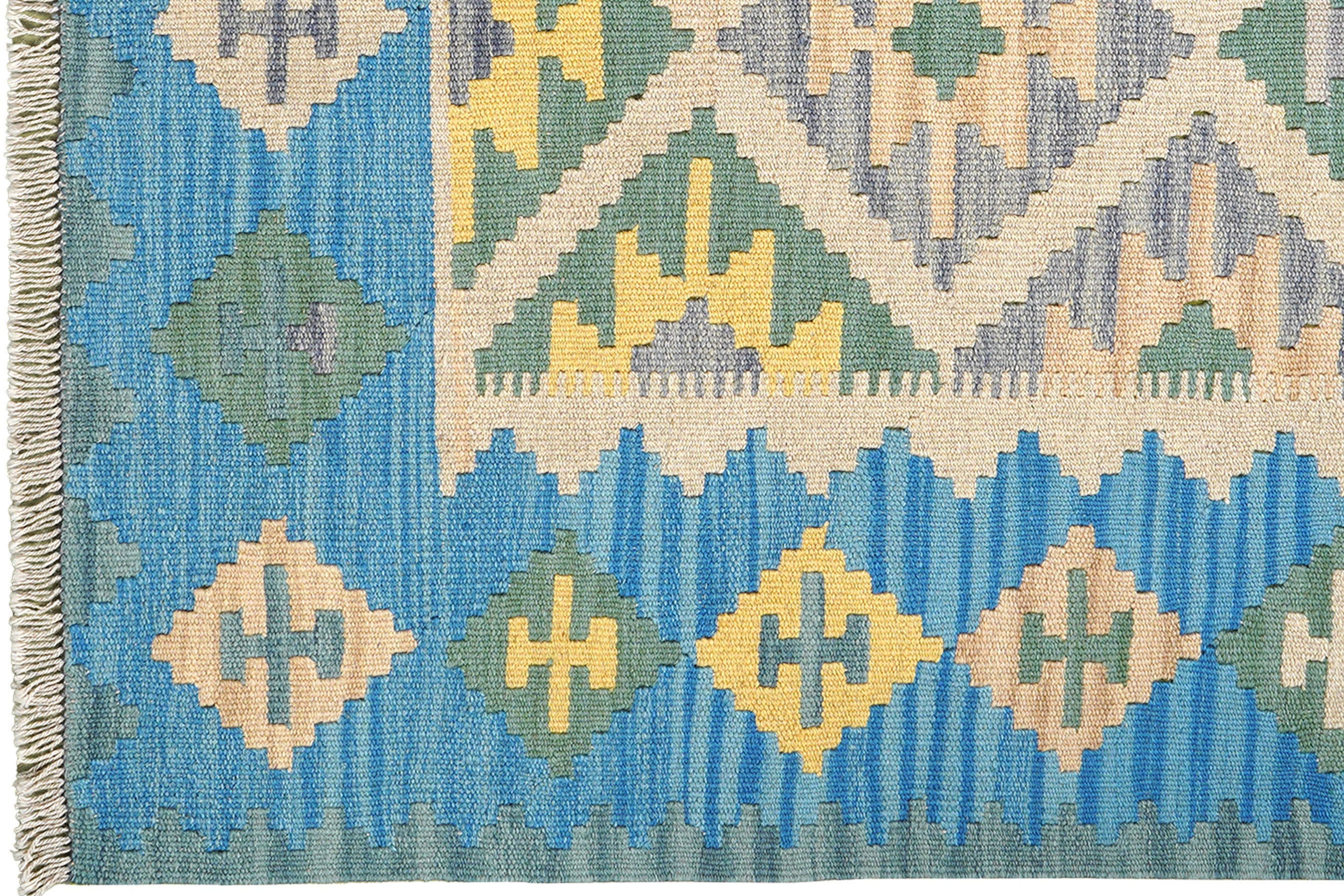 Kilim Gashgai Teppich Wolle Blau