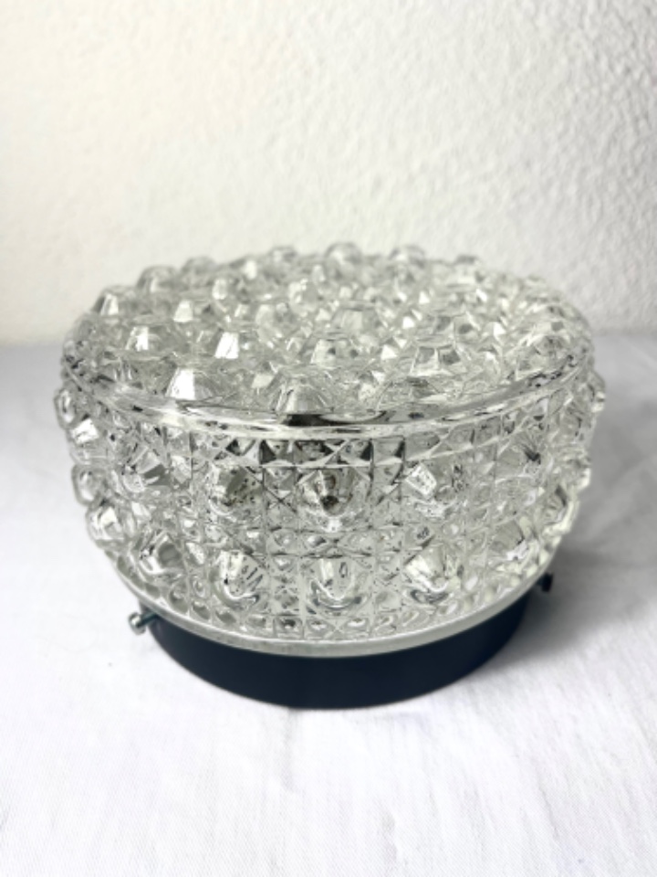 Vintage Lampe Glas Transparent Schwarz 