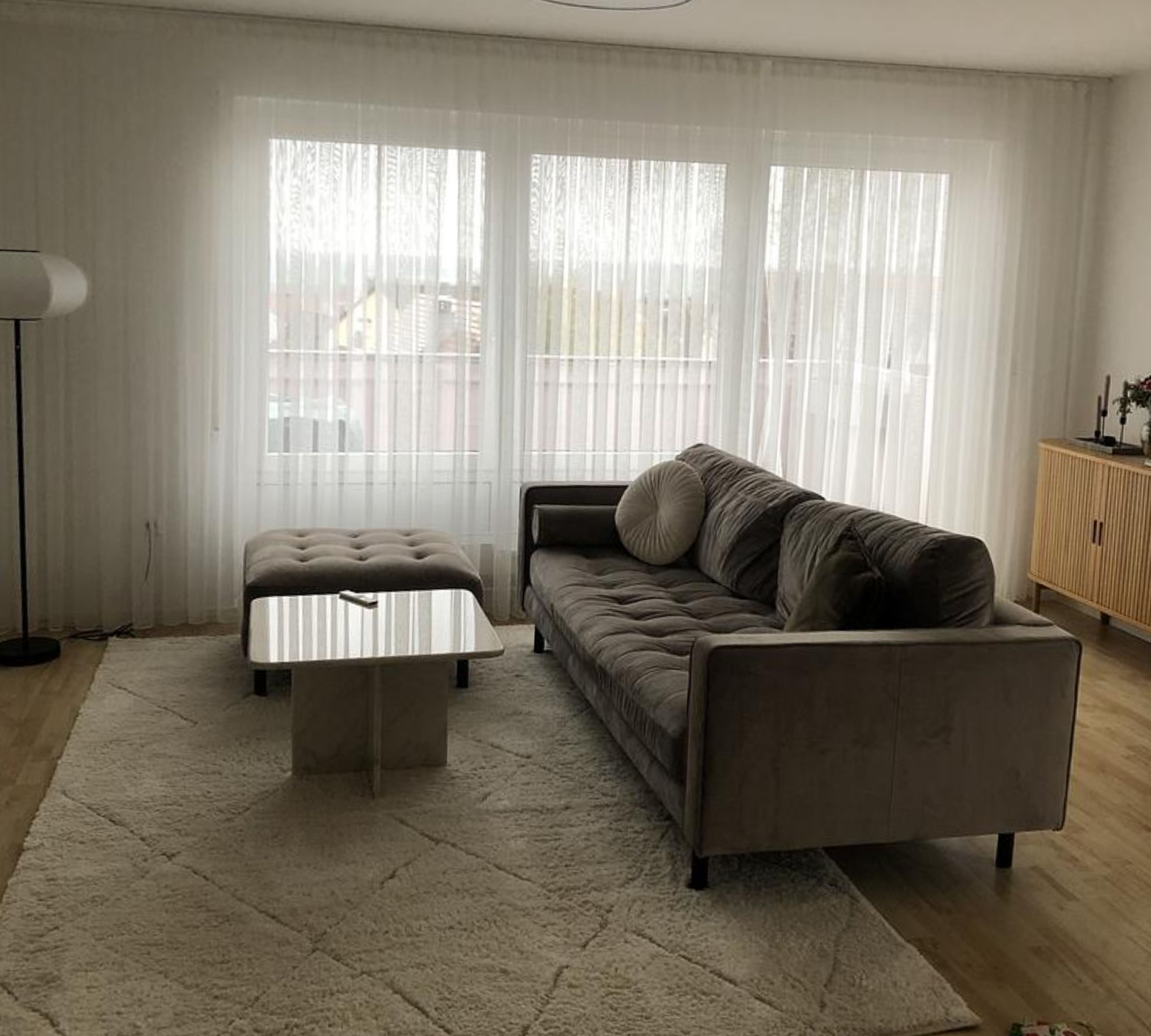 Sofa with ottoman velvet wood taupe