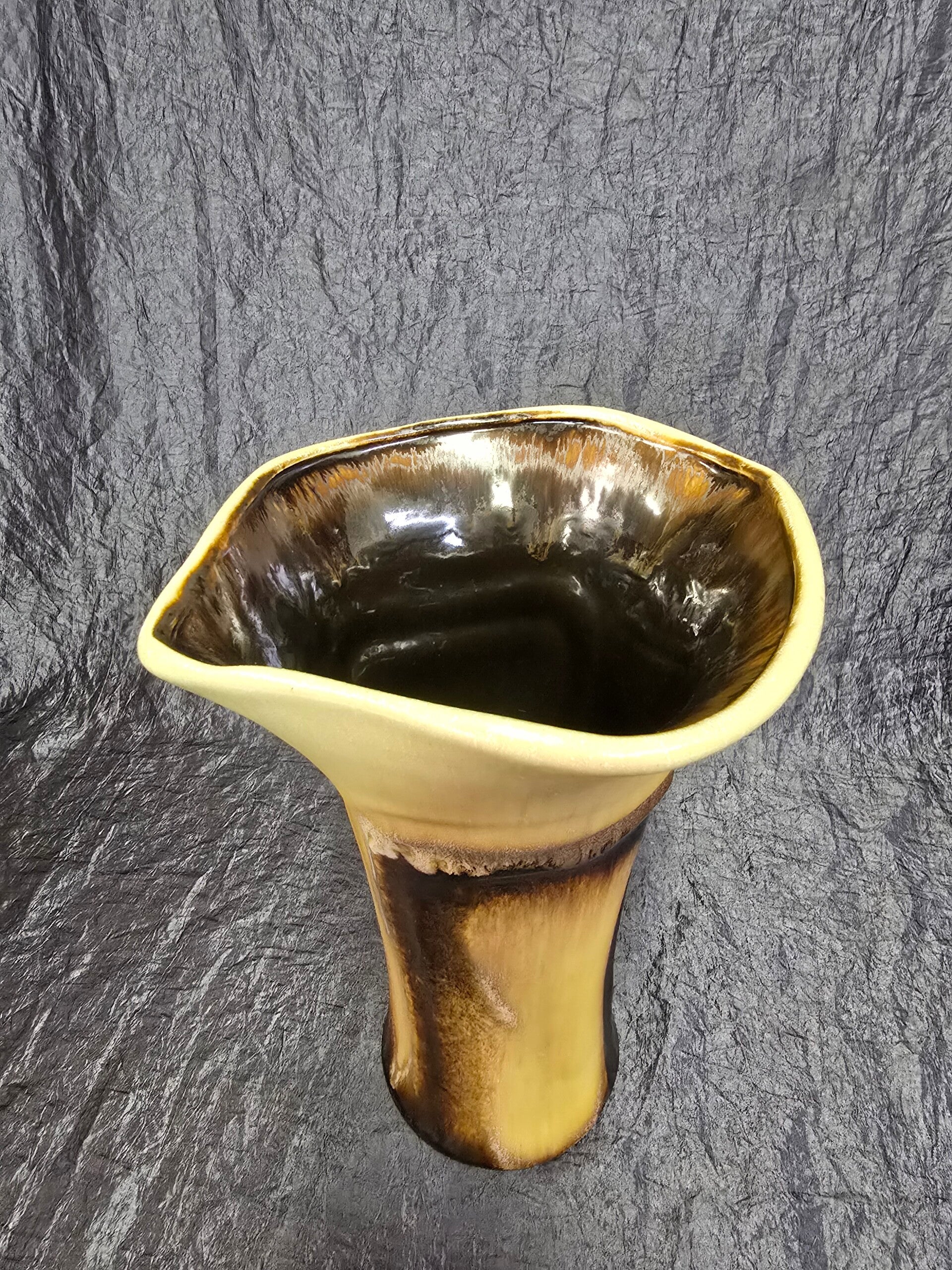 Vintage Vase Keramik Braun Creme