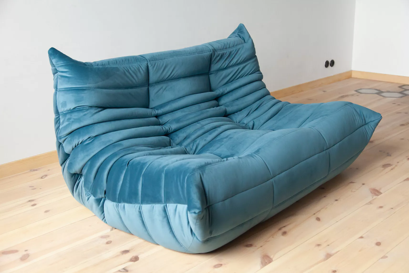 Togo Sofa 2-Sitzer Samt Meerblau