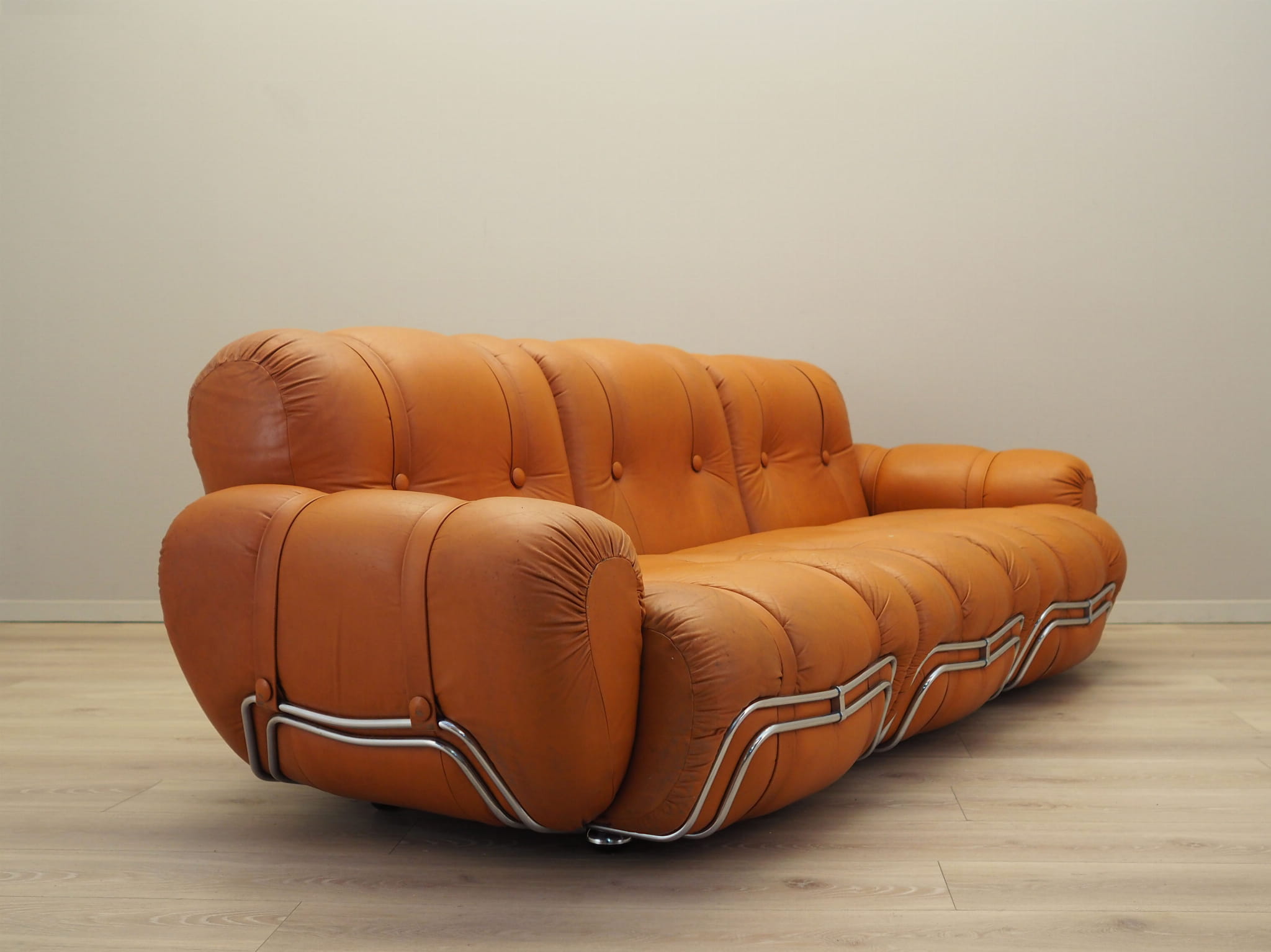 Space Age 3-Sitzer Sofa Orange 1960er Jahre