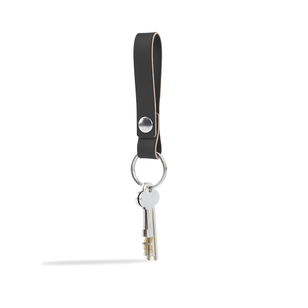 Snap Keychain 100% Recycled Leather Black