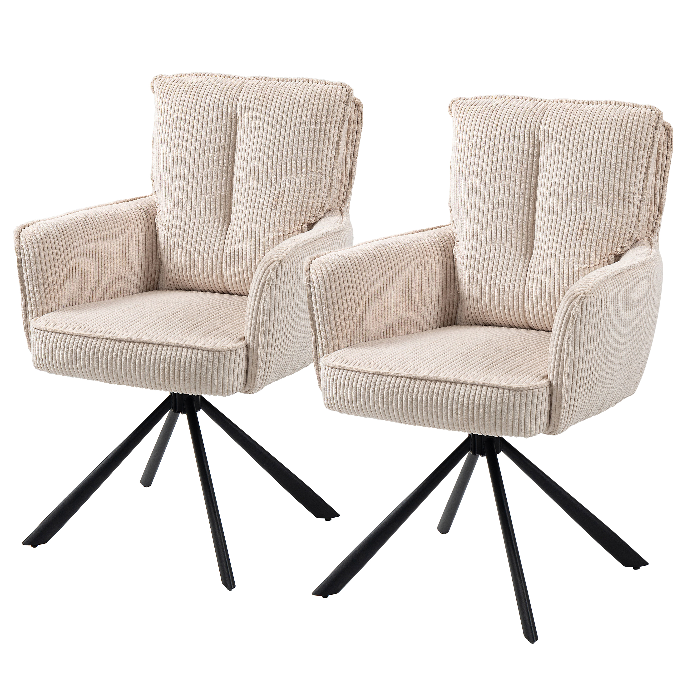 Salvin Drehbarer Armlehnenstuhl 2er-Set Beige