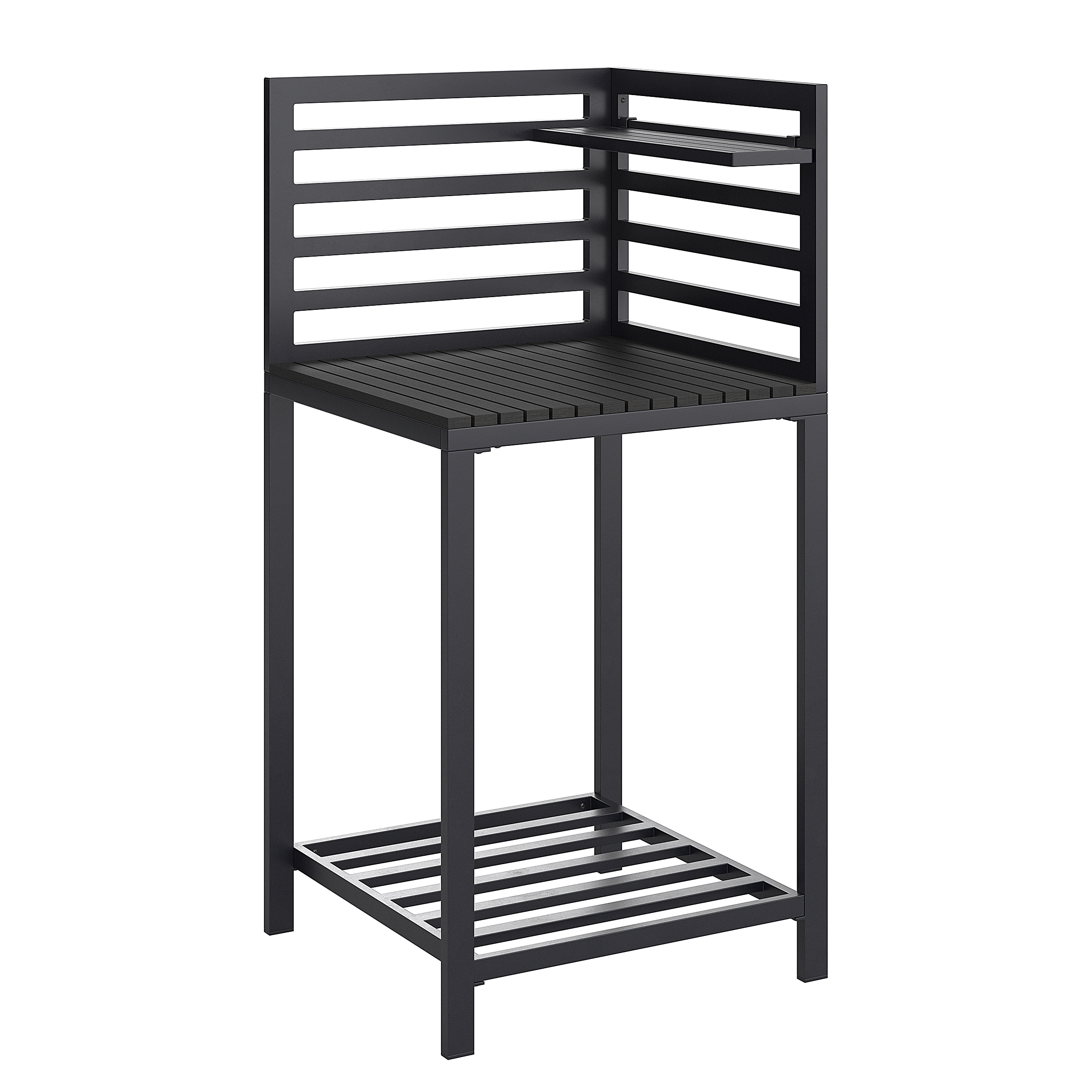 Portol Garden Kitchen Corner Table Aluminum Plastic Black