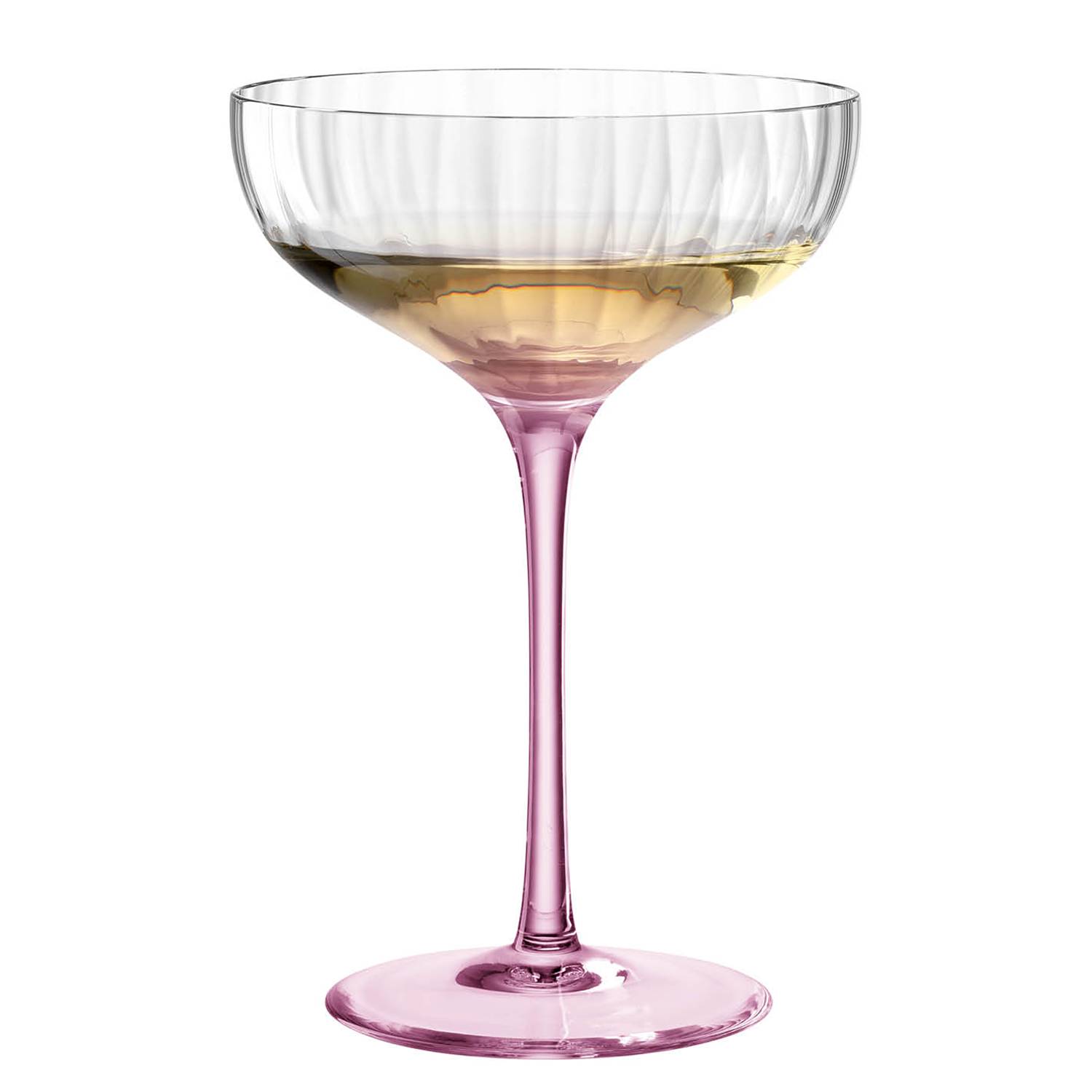 Champagne Coupe Poesia Set of 6 Crystal Glass Pink