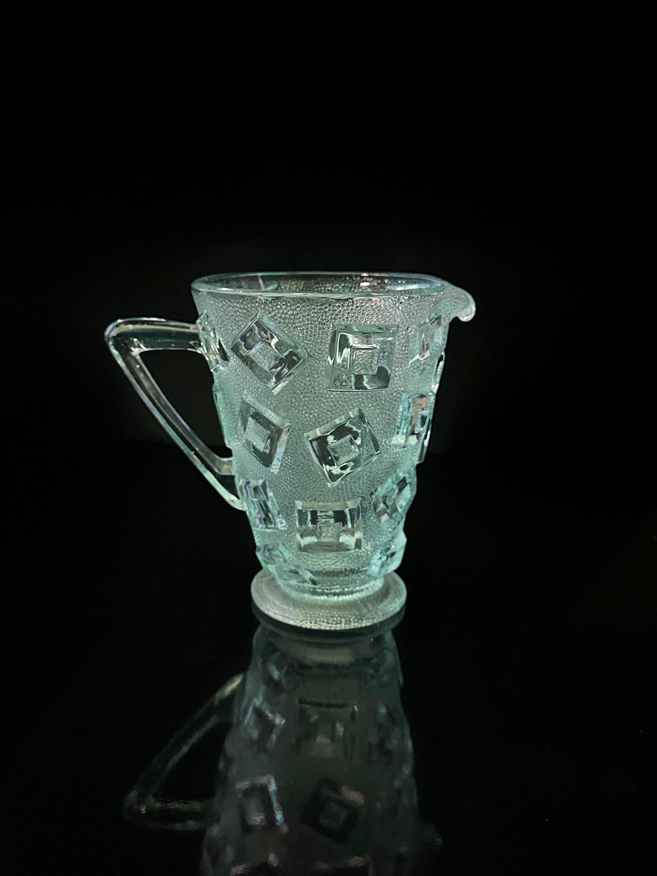 Vintage Art Deco Karaffe Pressglas 1930er Jahre
