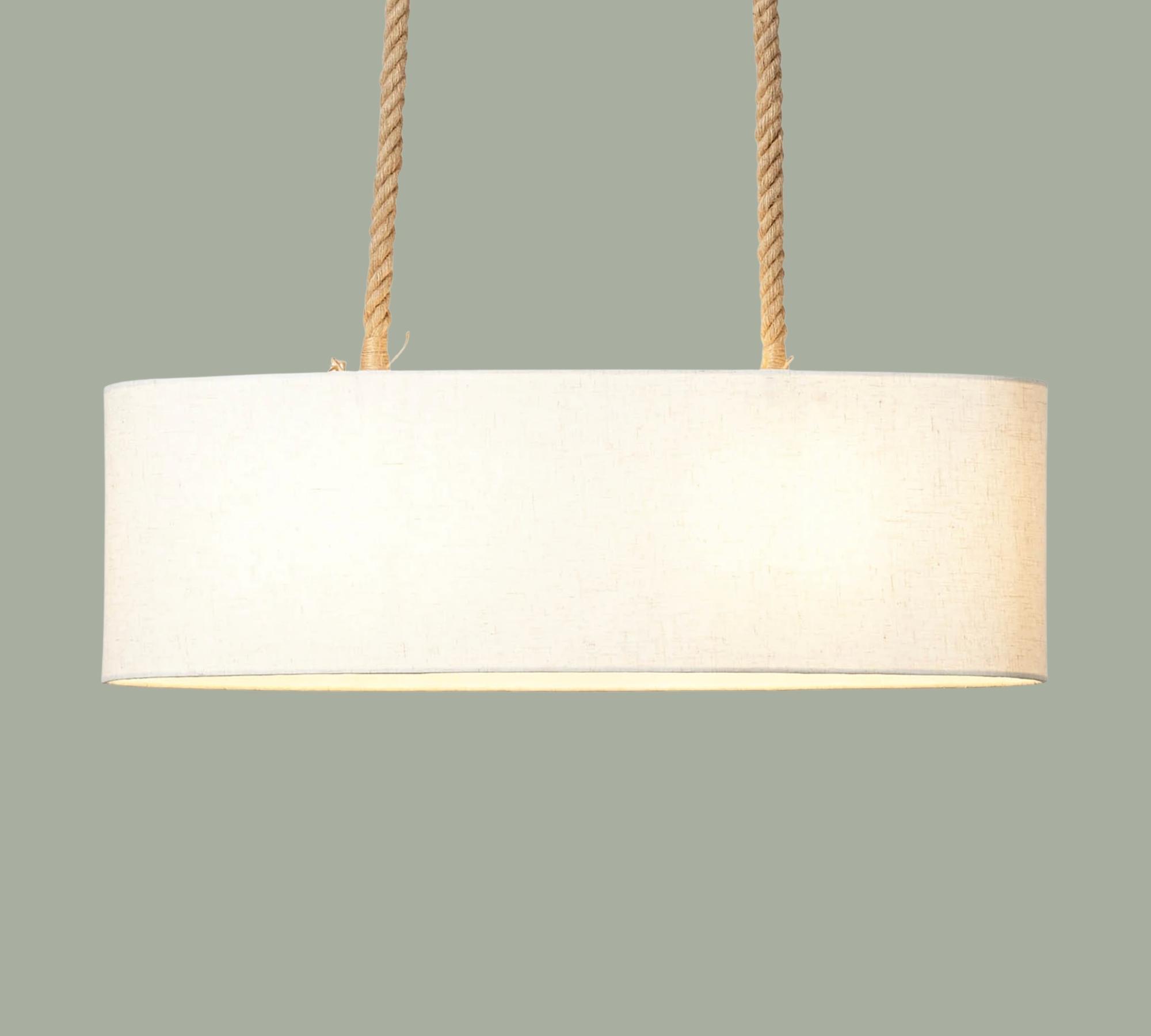 2-flame pendant lamp hanging on ropes White