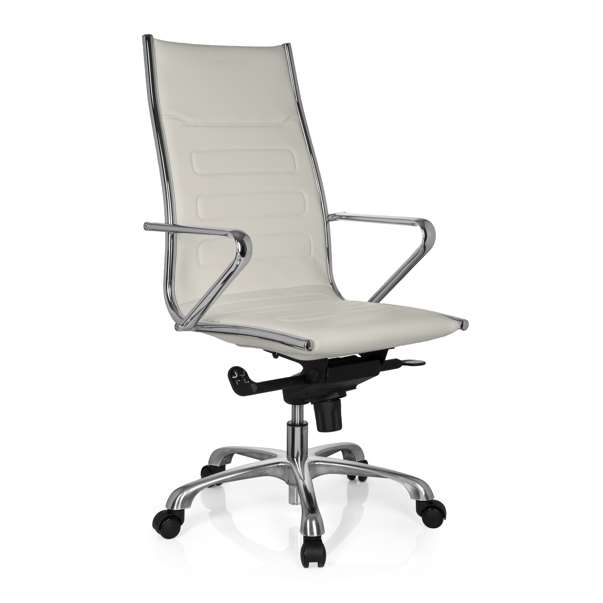 PARIBA III Swivel office chair with casters Faux leather White