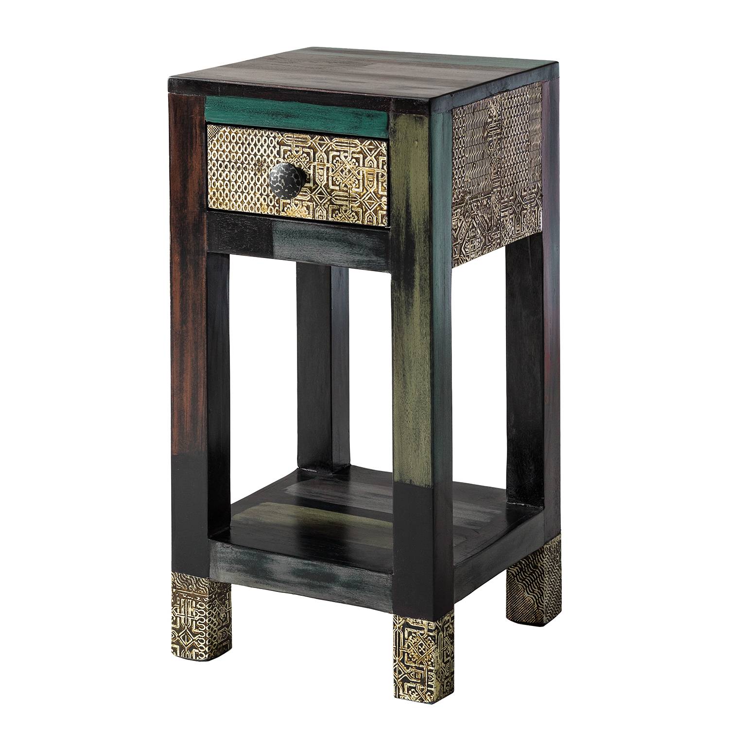 Beistelltisch Goa Mango Teilmassiv Dunkelbraun