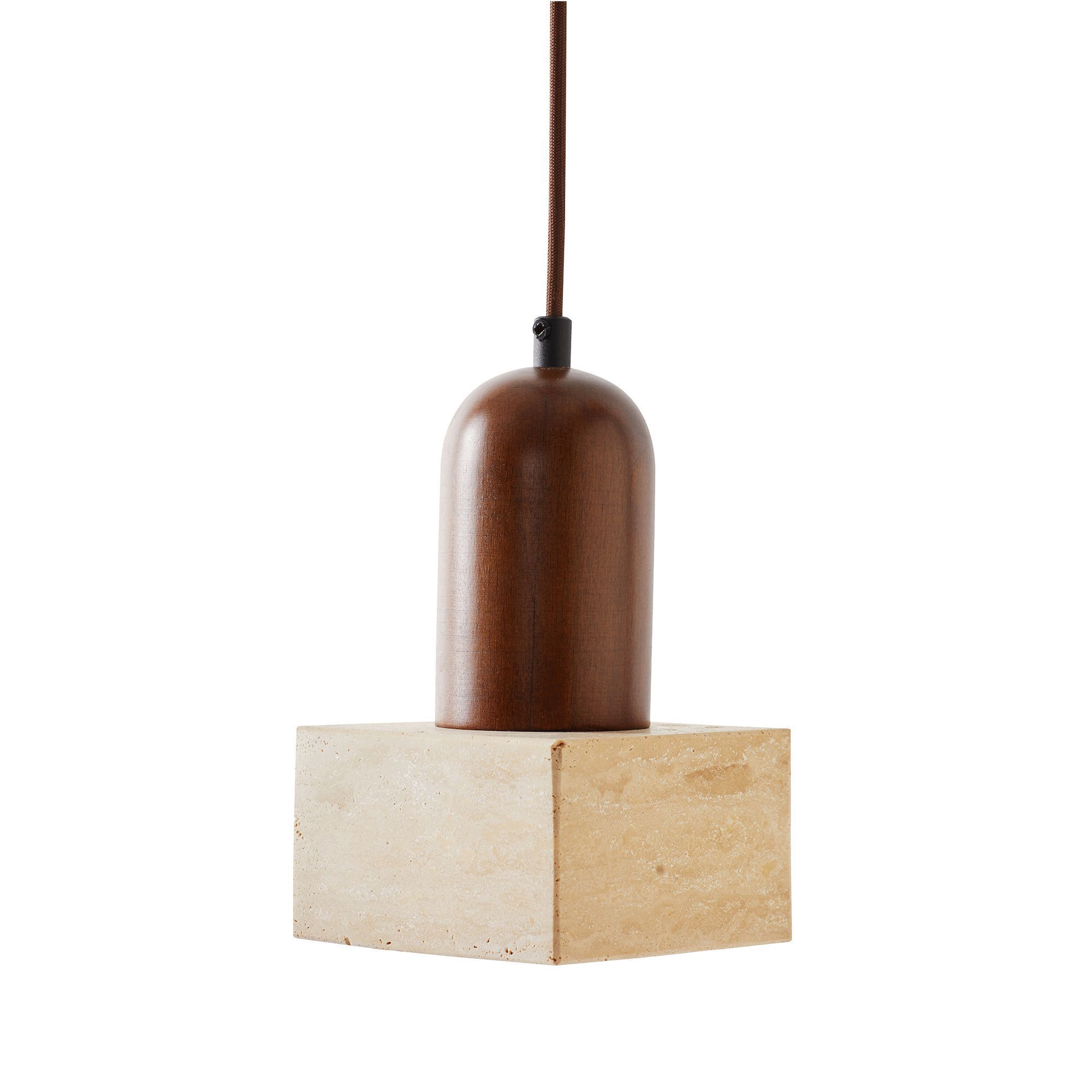 Suala Pendant Light Walnut Wood Travertine Brown