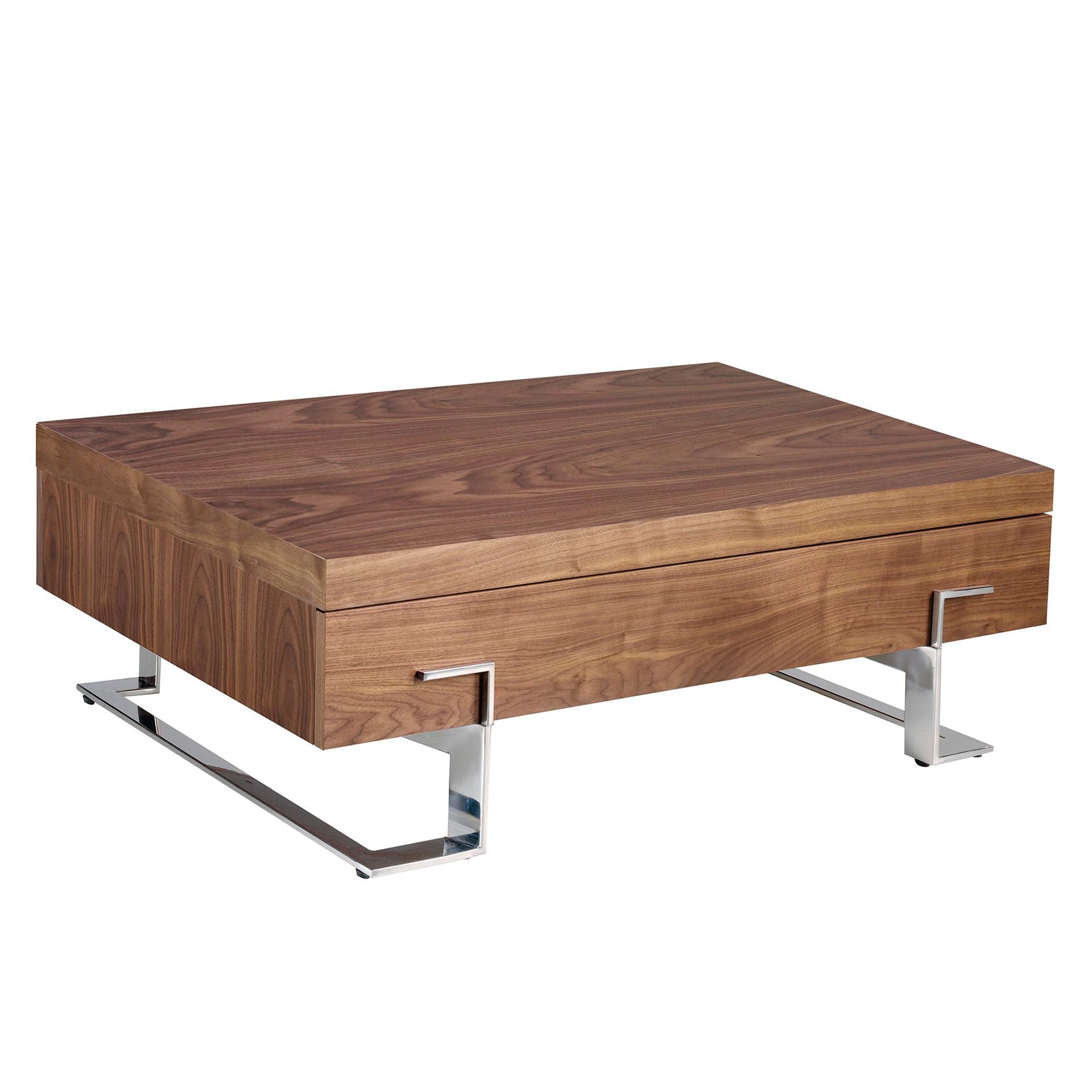Eckiger Couchtisch Nussbaum Stahl