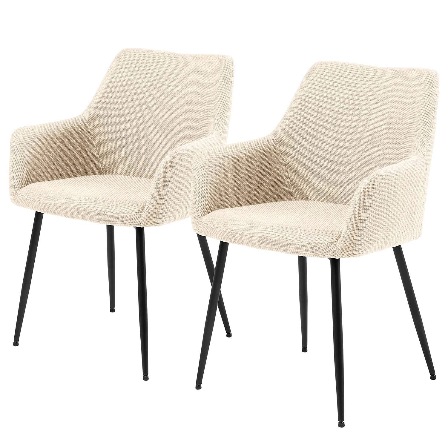 2x MAYBEE Armchair Woven fabric Steel Beige