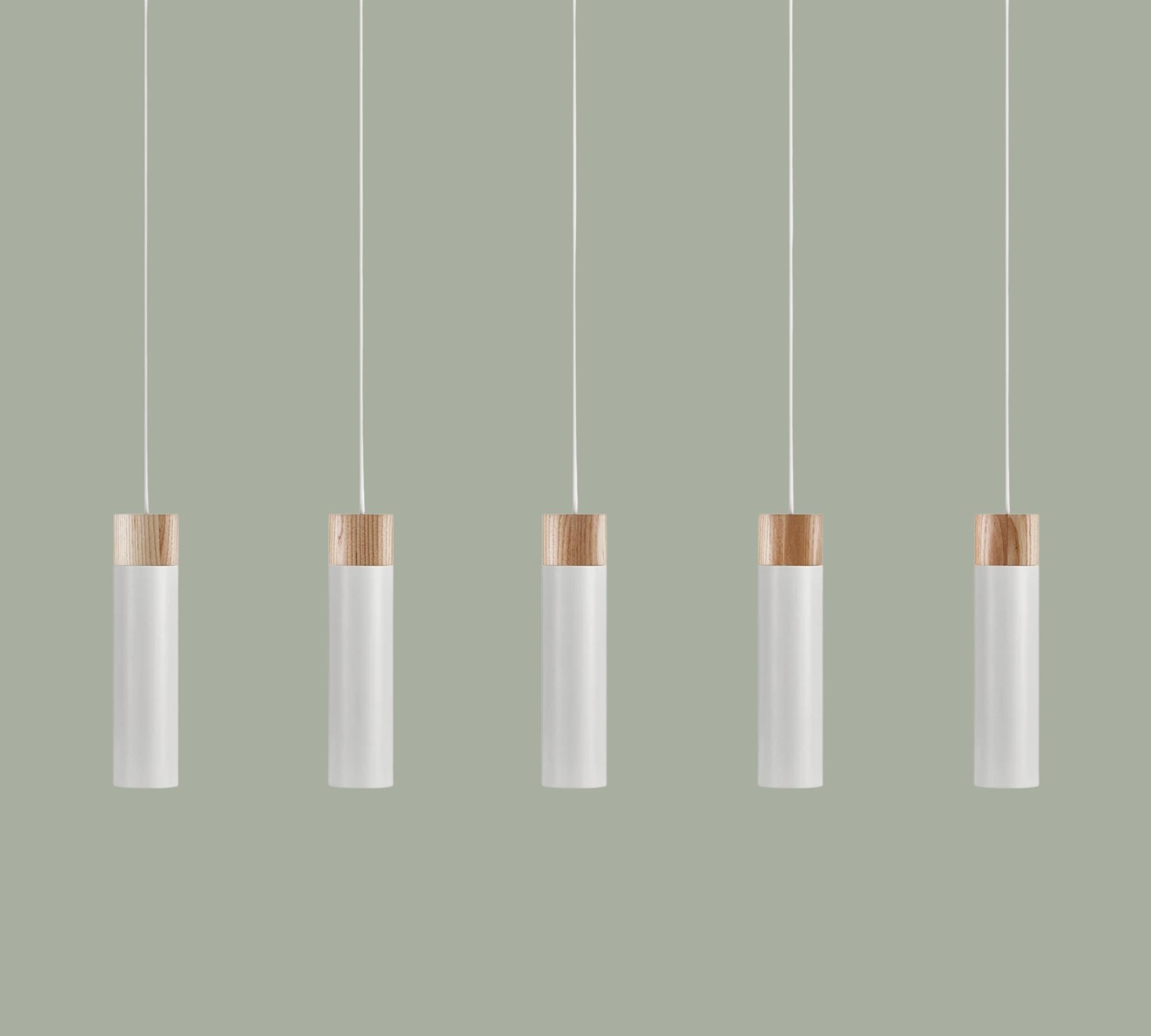 5-Flammige Pendelleuchte Eiche Massiv