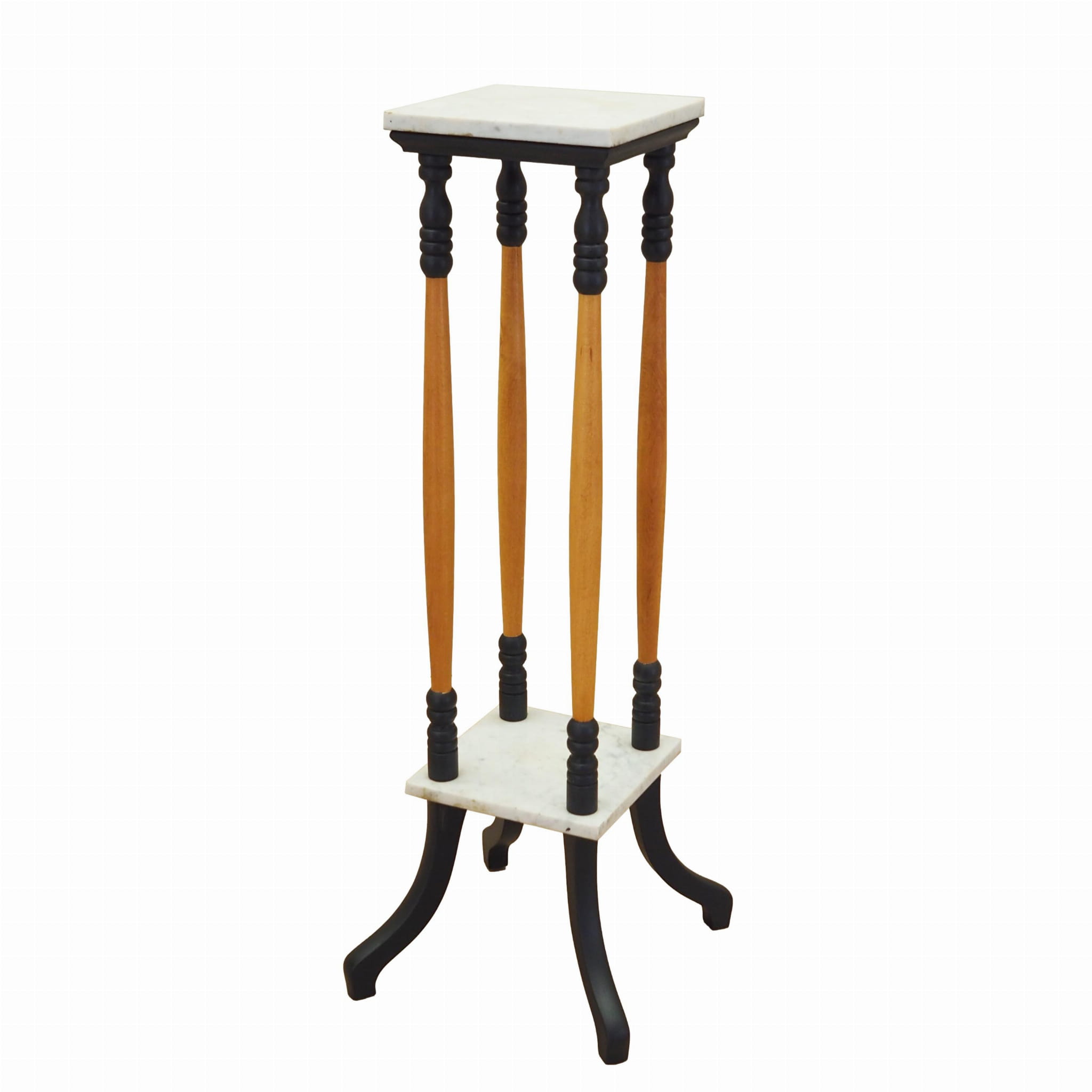 Vintage Plant Stand Wood Stone Multicolored 1970s