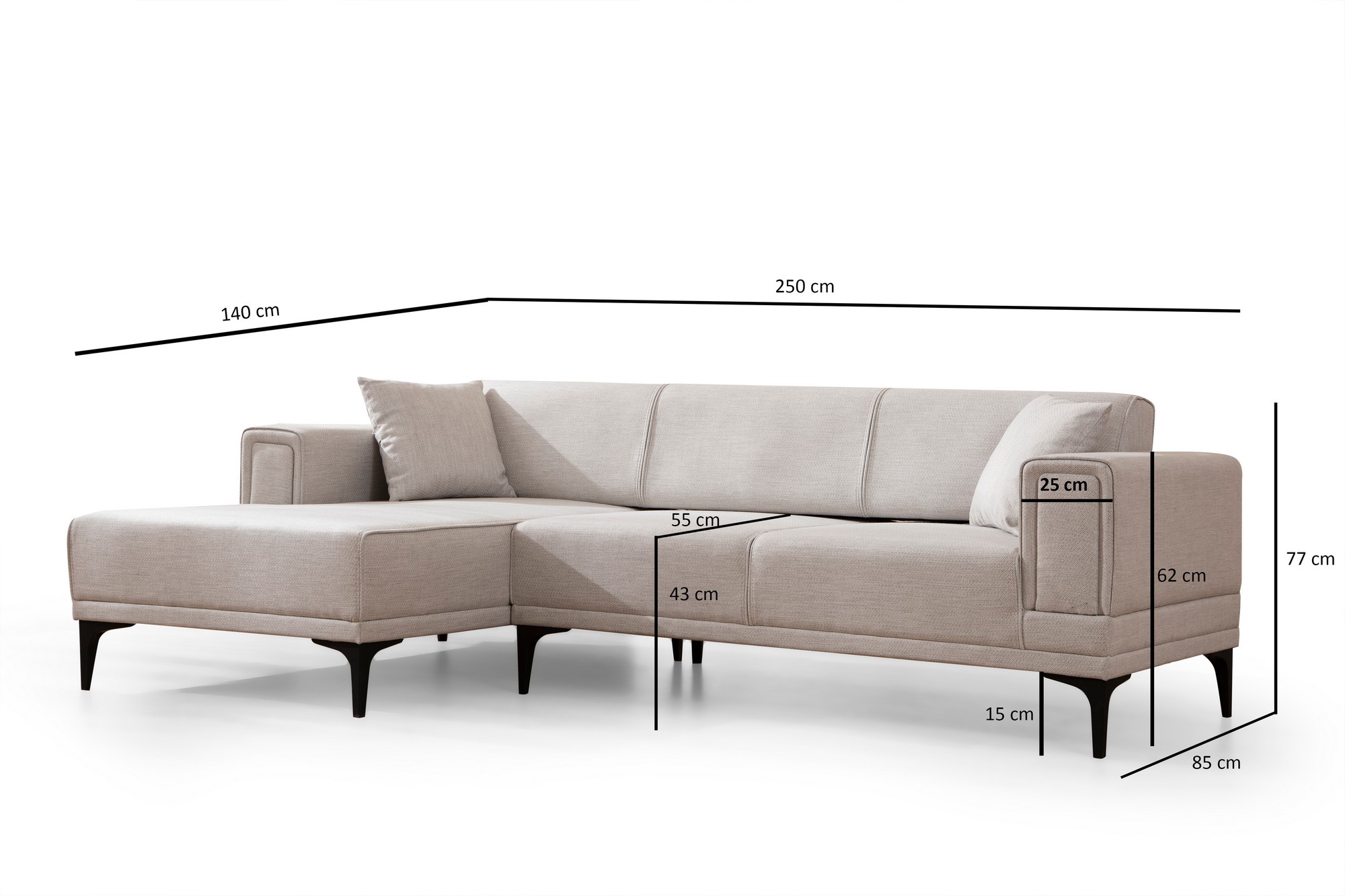 Horizon Ecksofa Rechts Ecru