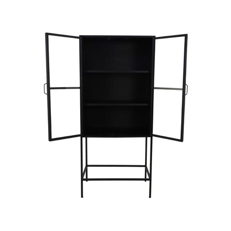 Manhattan Schrank Metall Glas Schwarz
