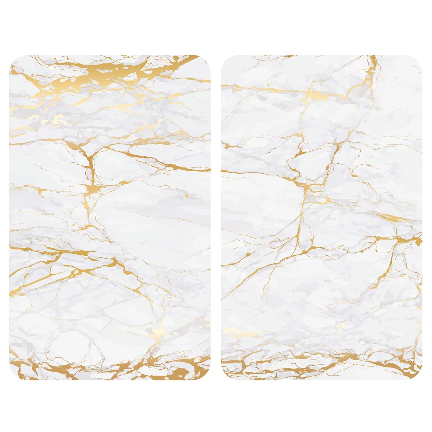Abdeckplatten Marmor Gold (2er-Set) Glas Weiß