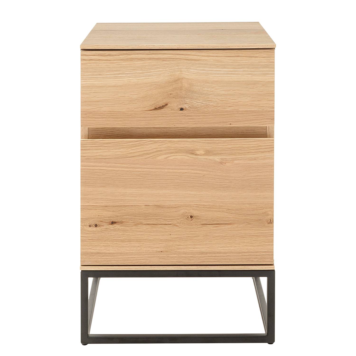 Nachtkommode NOZZA mit 1 Tür Echt holzfurnier Eisen Schwarz