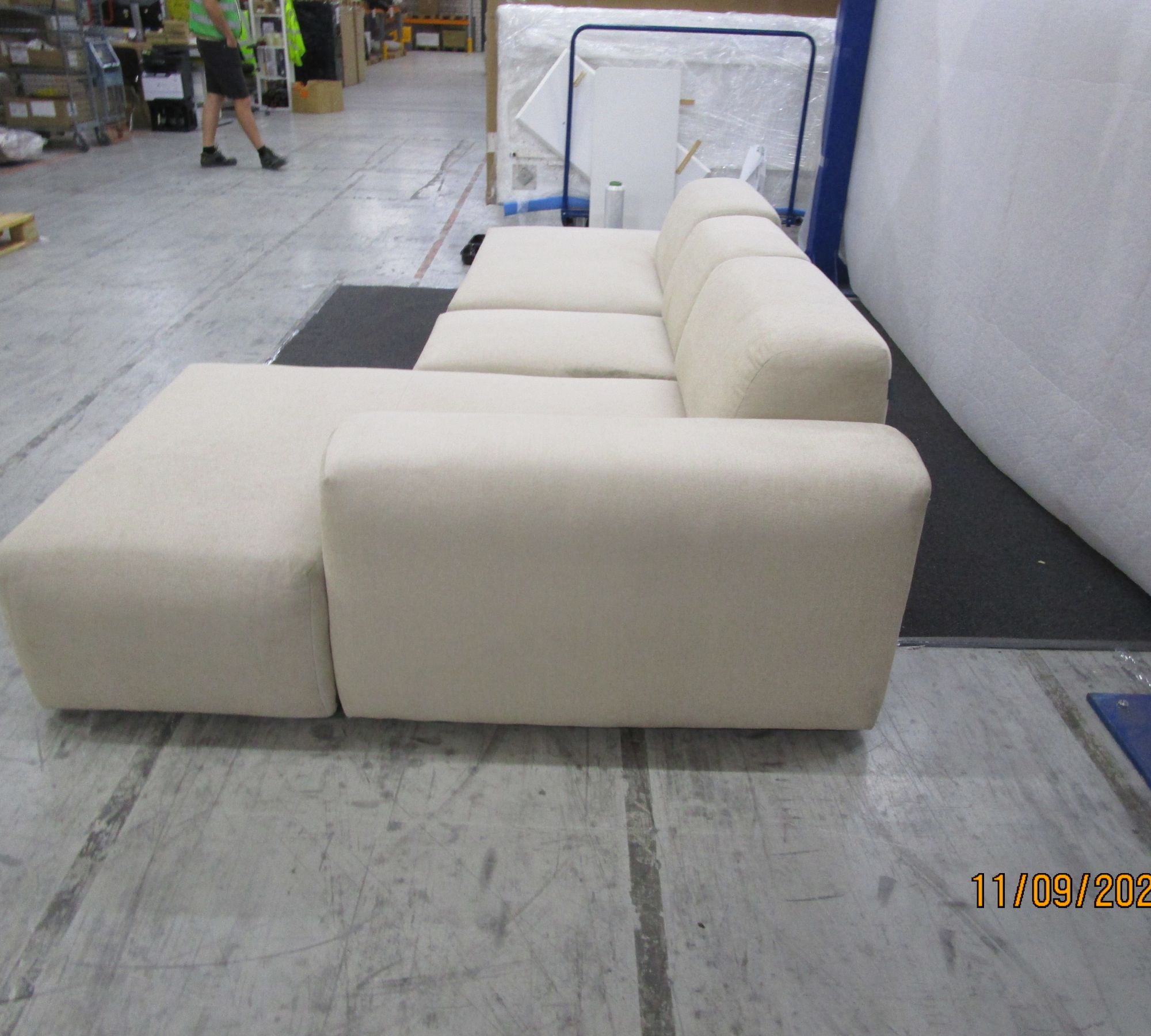 Pyllow Sofa Récamiere Rechts Webstoff Cremeweiß