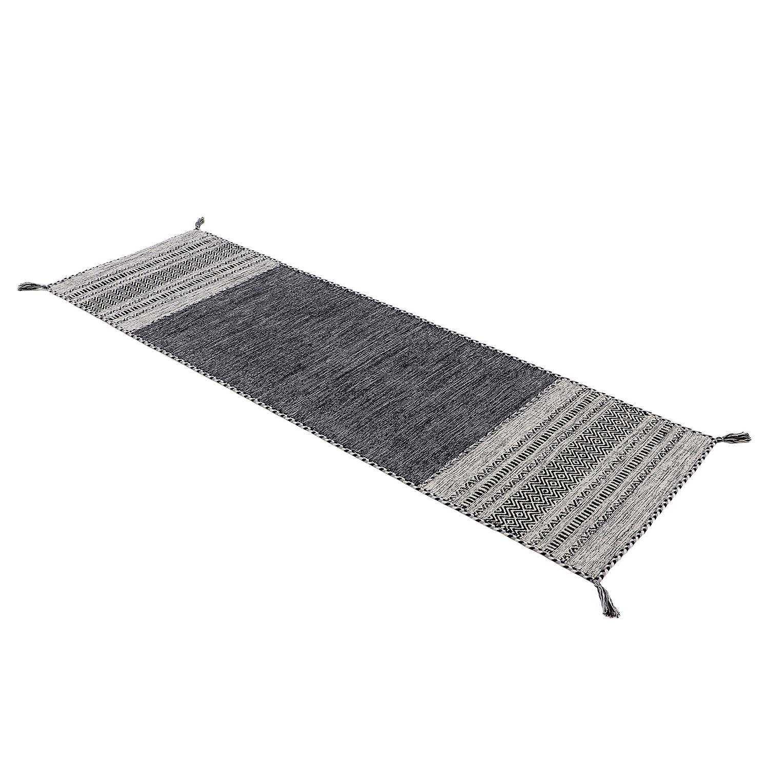 Läufer Kelim Azizi Baumwolle Schwarz 60 x 180 cm