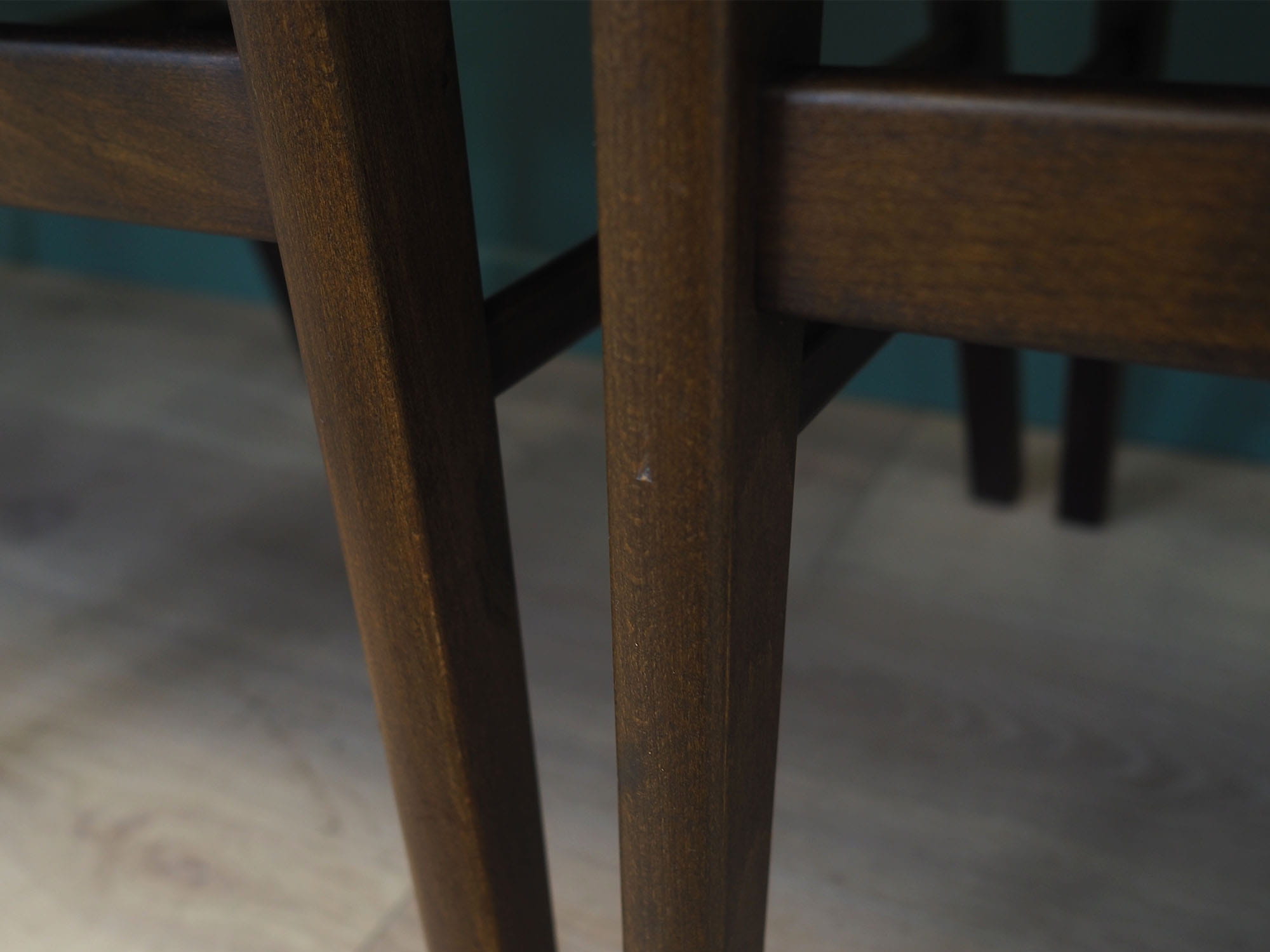 6x Chair Beech wood Velvet Brown 1960s