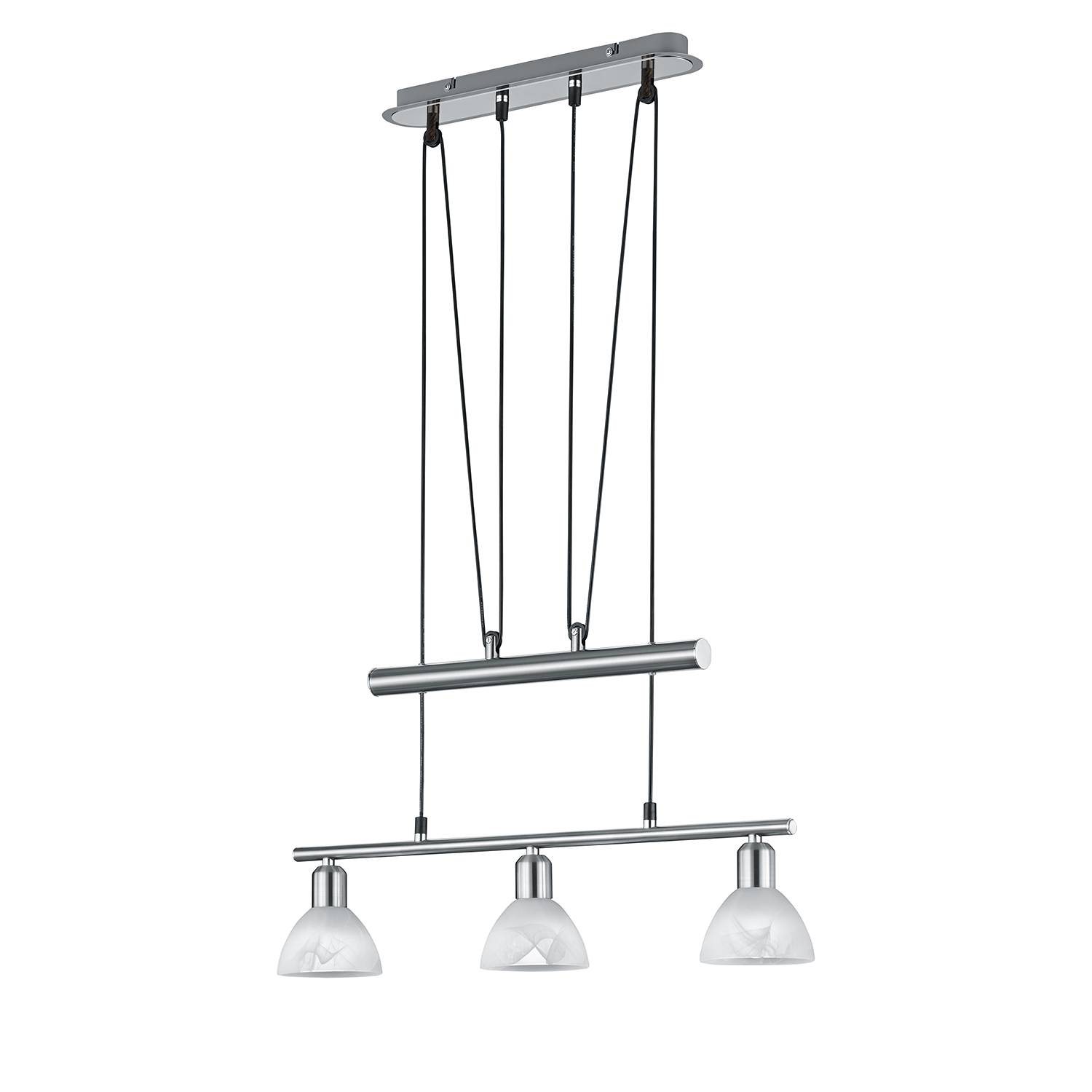 3-Flammig Pendelleuchte Levisto II Metall Glas Matt Nickel