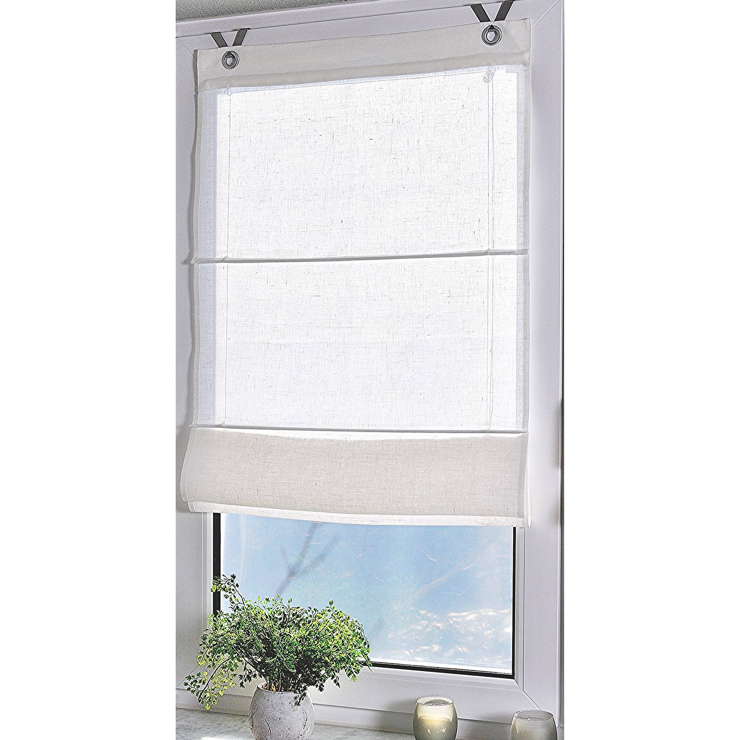 Raffrollo Metis I Leinen Weiß 80 x 140 cm