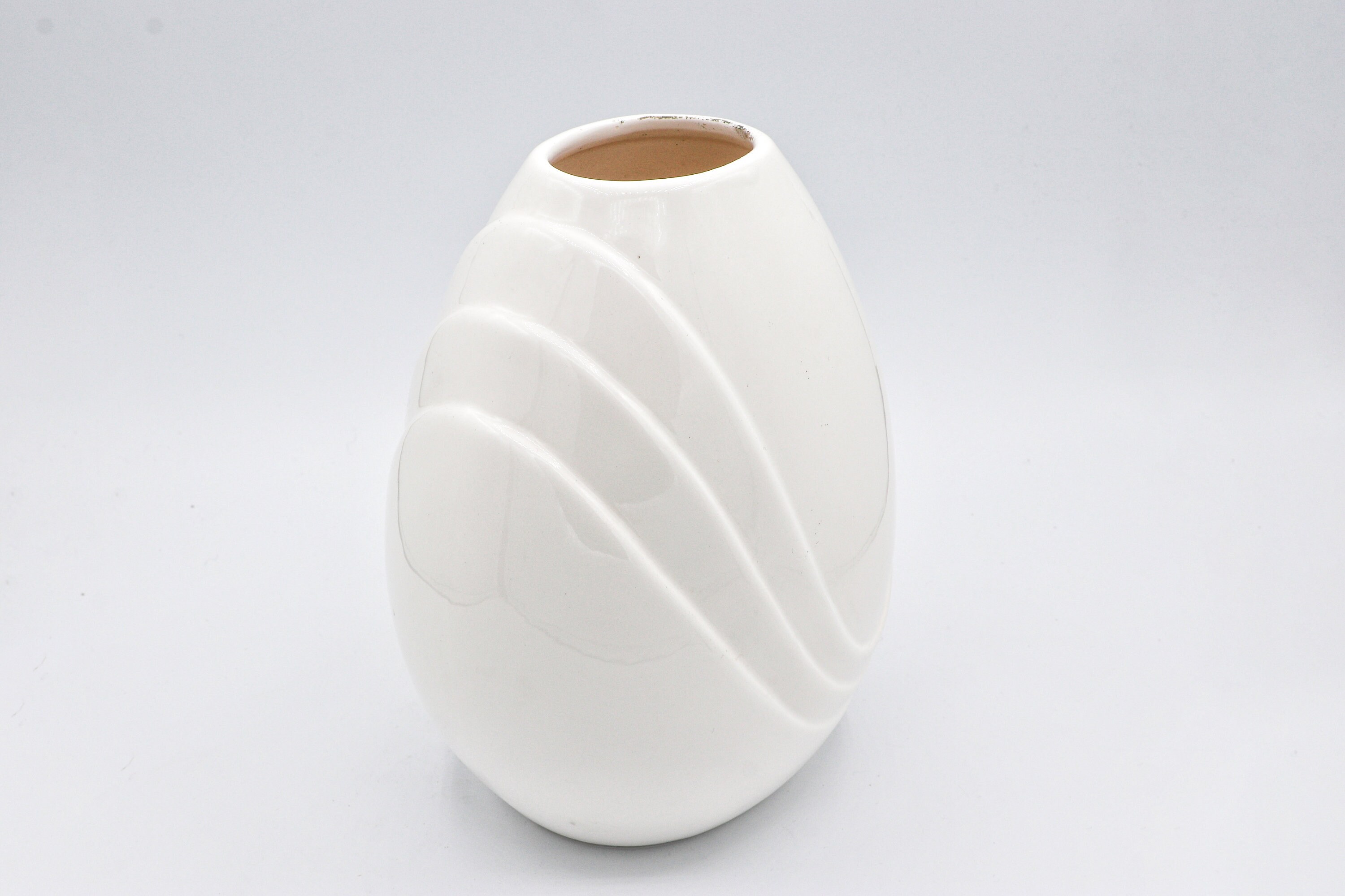 Vintage Muschel Blumenvase Keramik Weiß 1980s Jahre