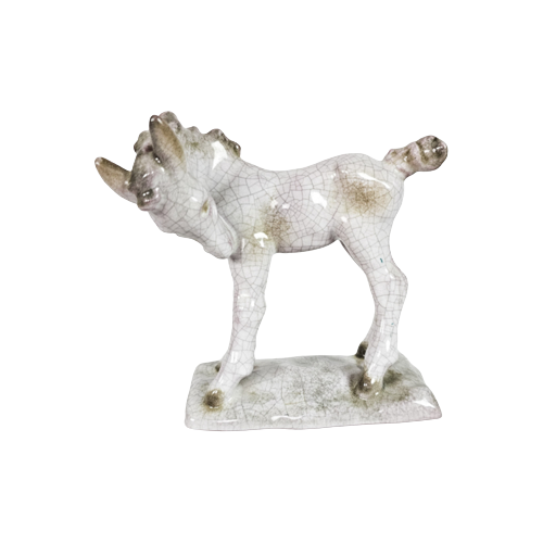 Vintage Fohlen Skulptur Keramik Weiß Grau 
