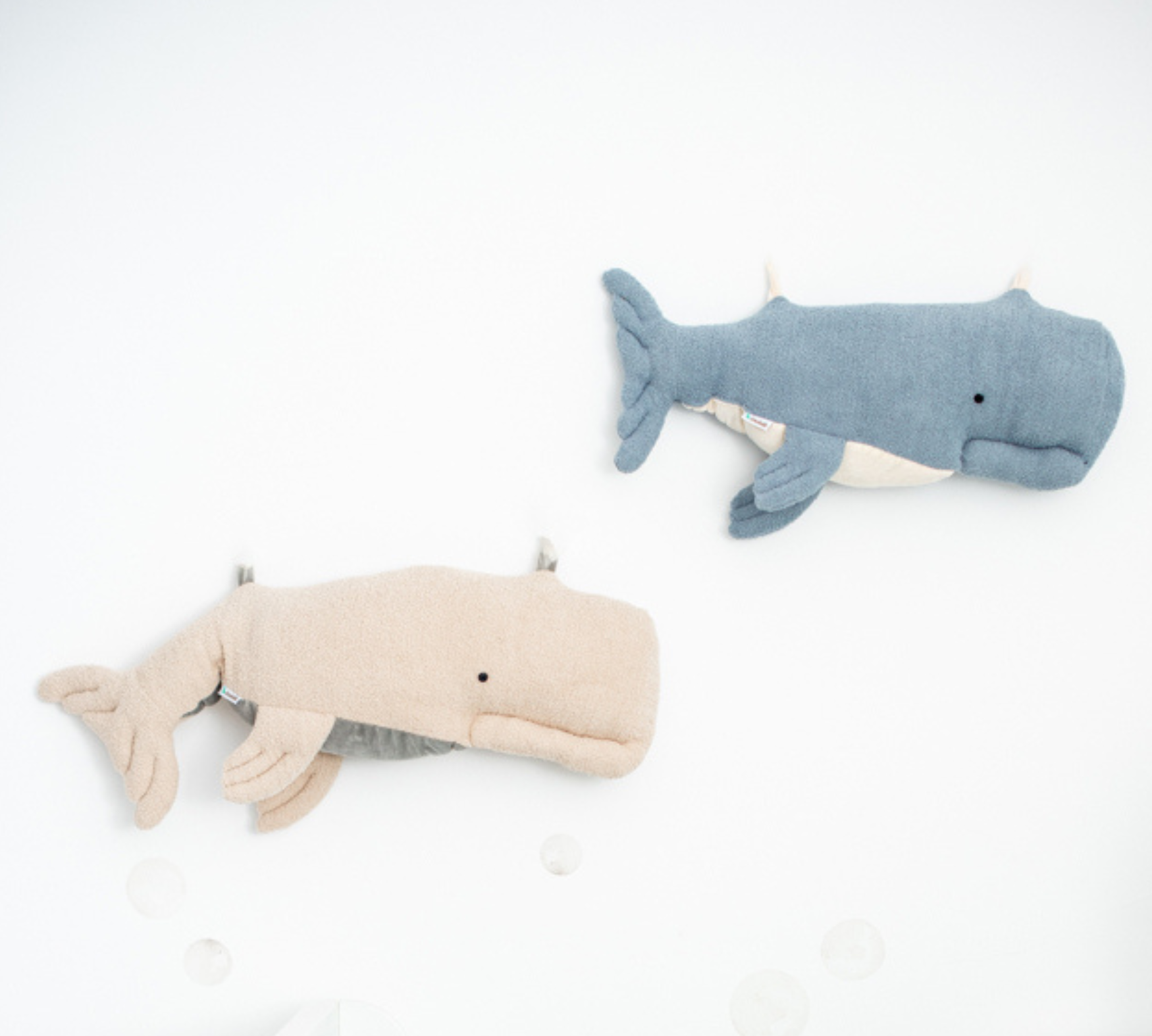 2x Beluga Whale Plush Toy Cotton Blue Beige