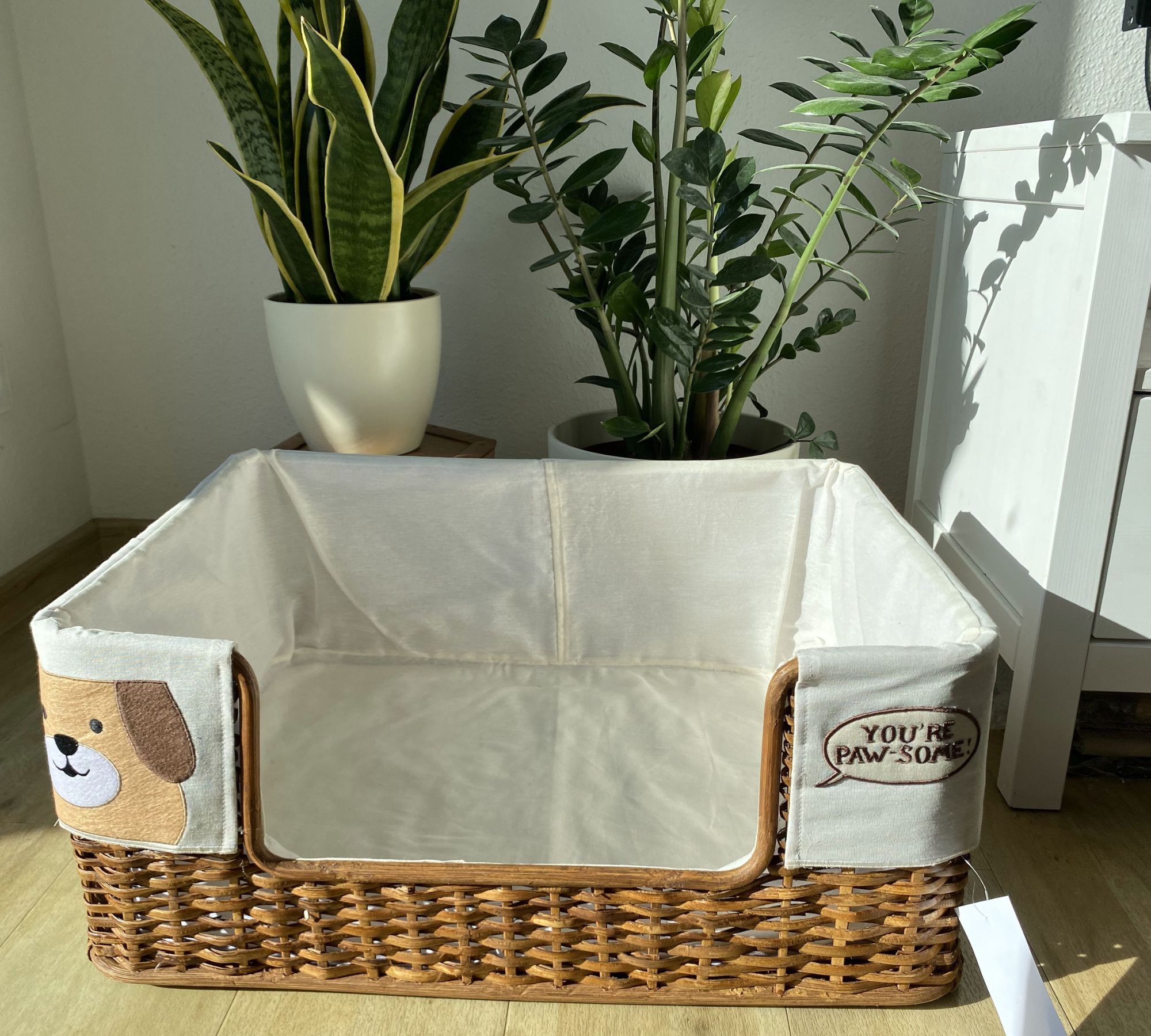 Hundebett Mittel Rattan Braun