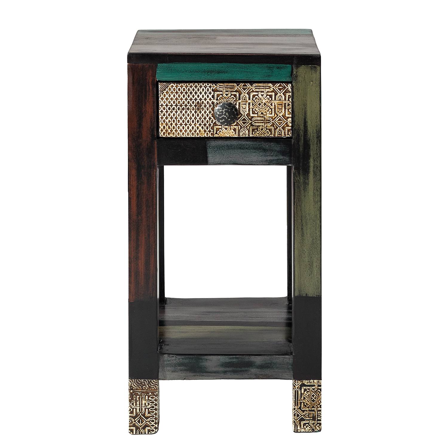 Beistelltisch Goa Mango Teilmassiv Dunkelbraun