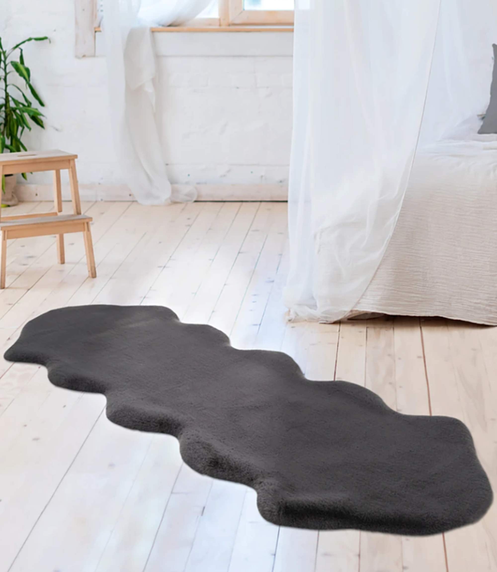 Läufer Kunstfell Dunkelgrau