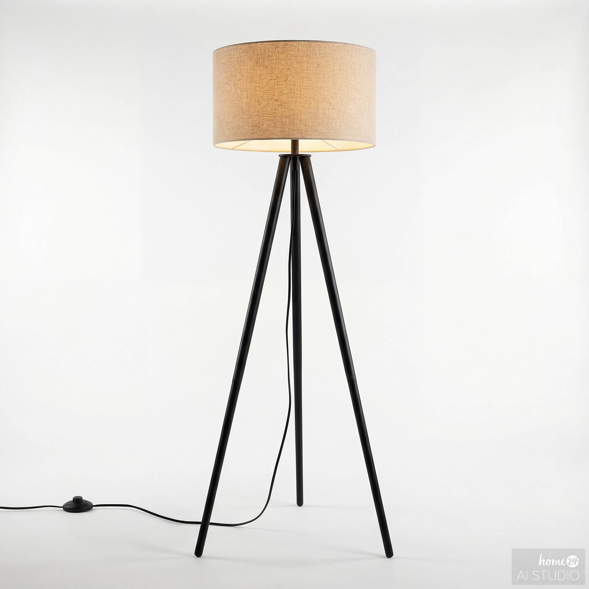 Floor Lamp Orbis 1-Light Solid Pine Terry Cloth