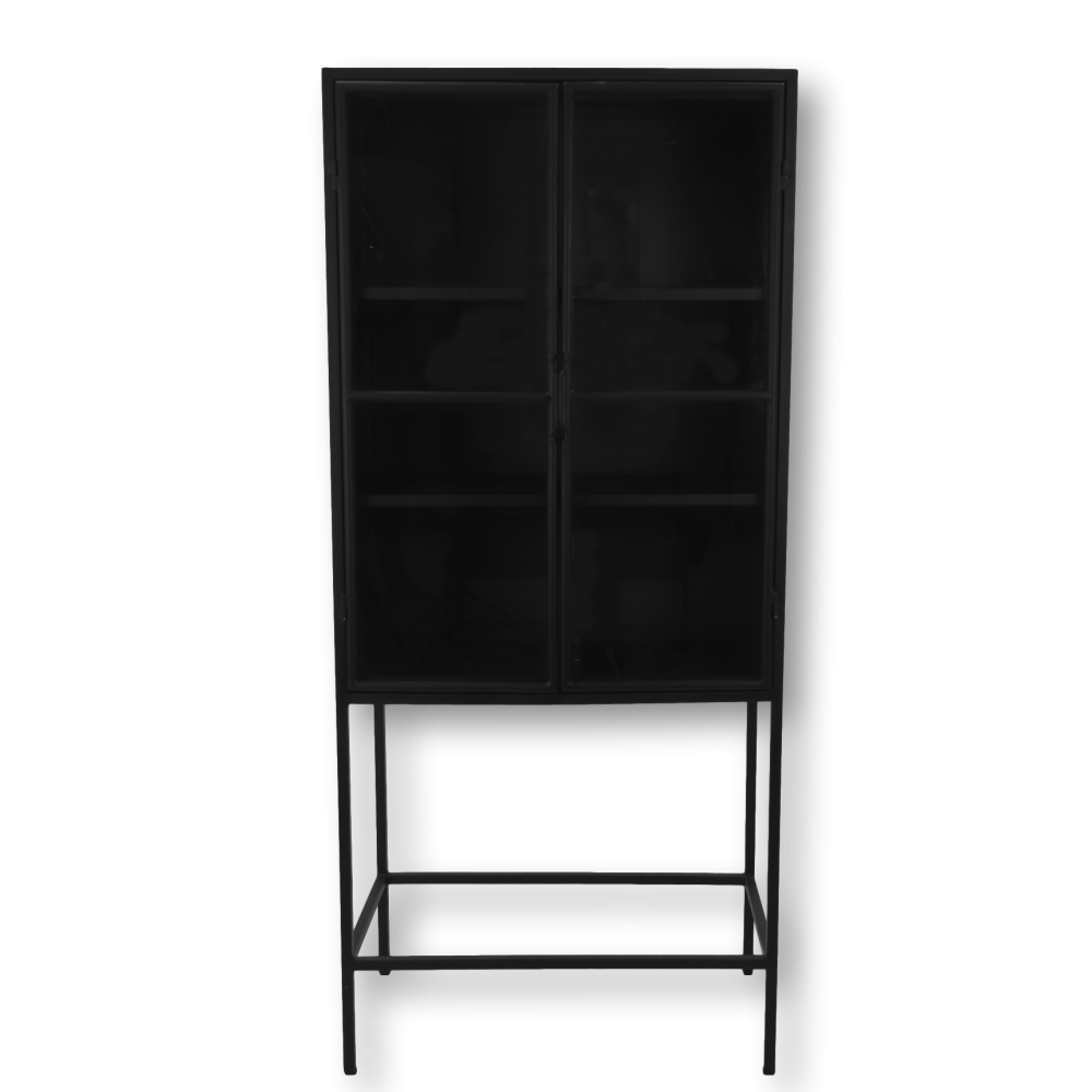 Manhattan Schrank Metall Glas Schwarz