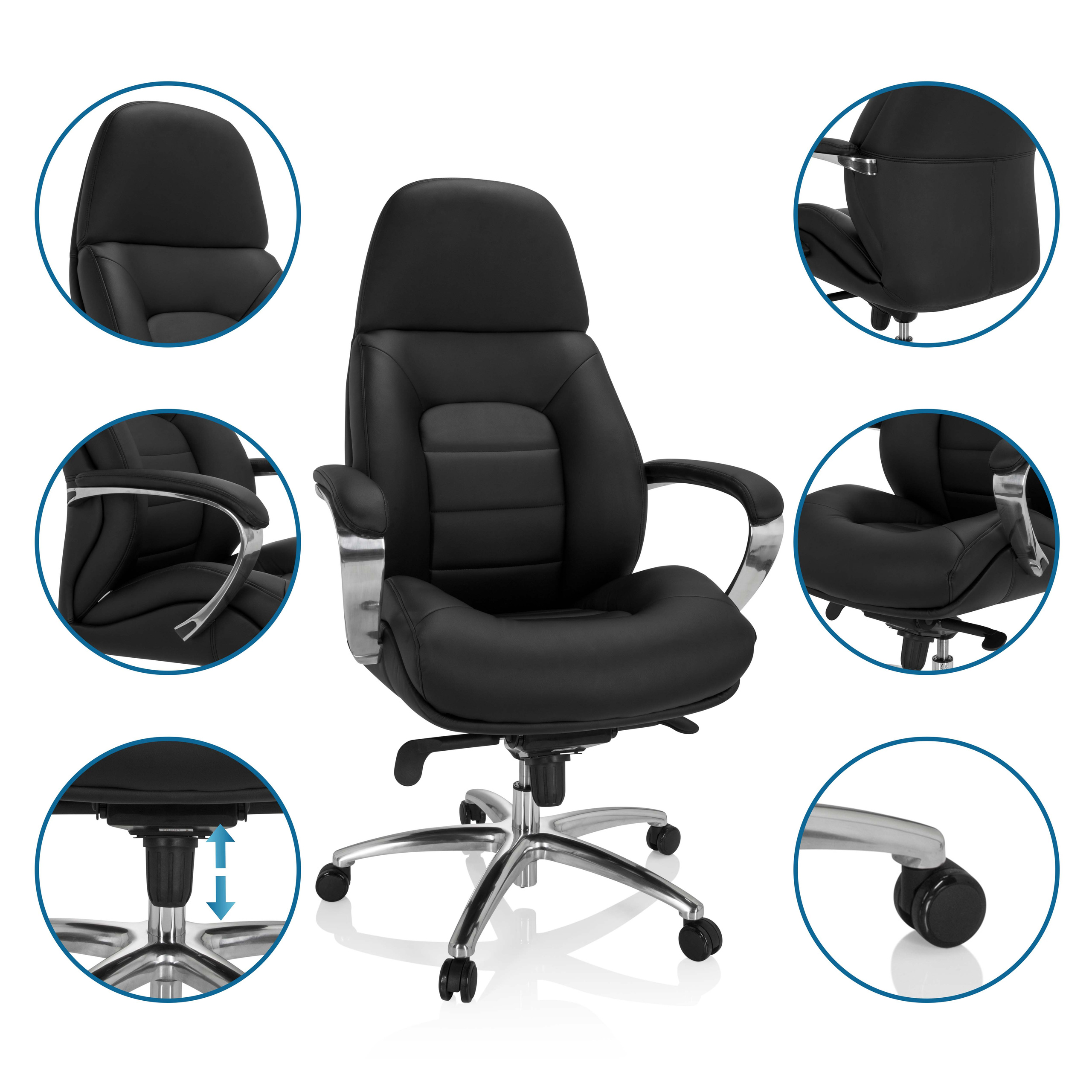 BRENTON XXL Bürostuhl Kunstleder Schwarz