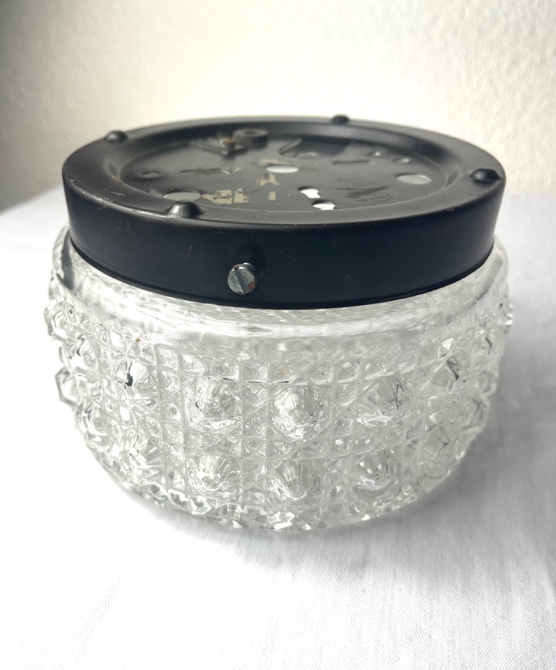 Vintage Lampe Glas Transparent Schwarz 