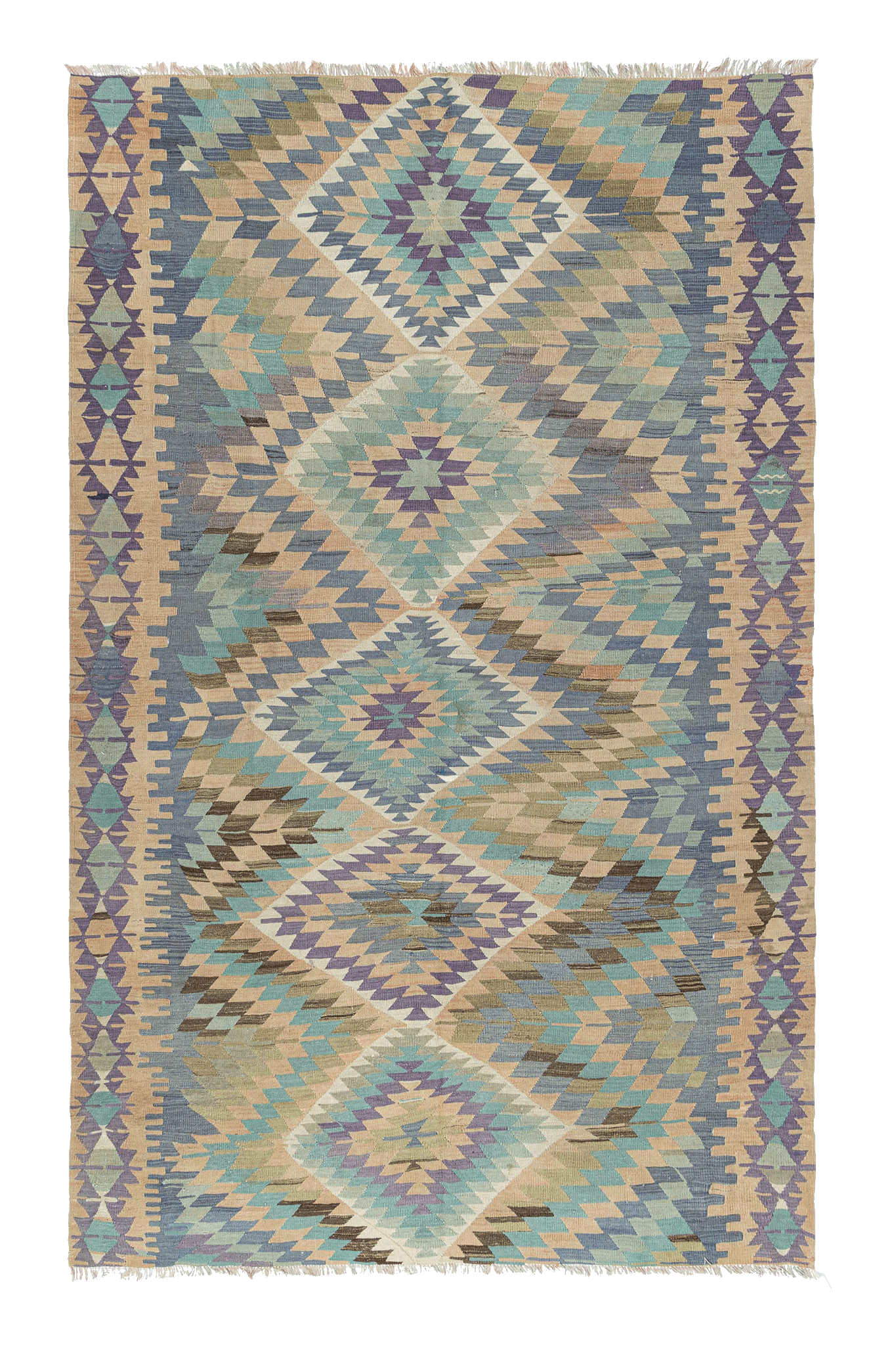Vintage Kilim Teppich Wolle Mehrfarbig