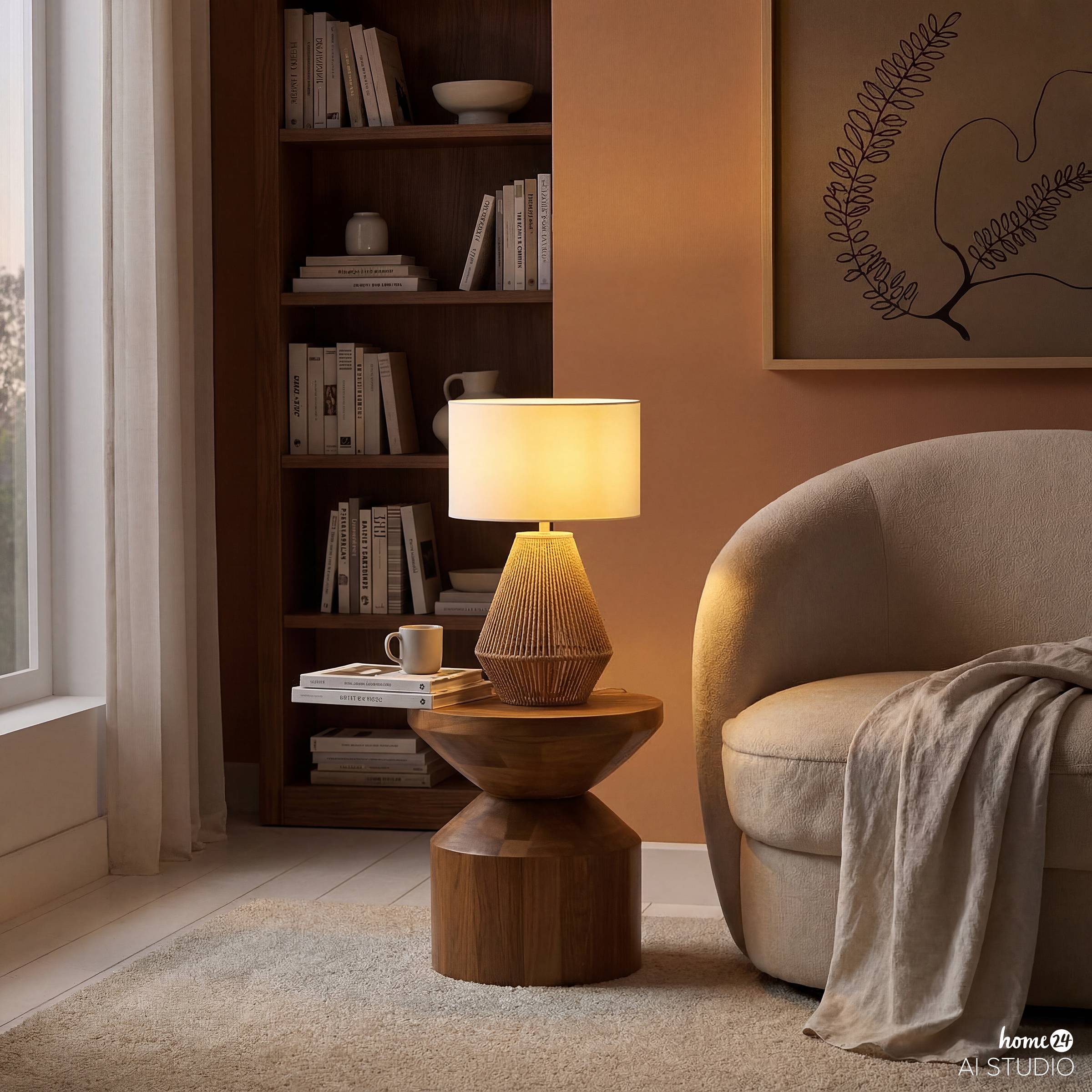 Table lamp STJAN mixed fabric White Beige