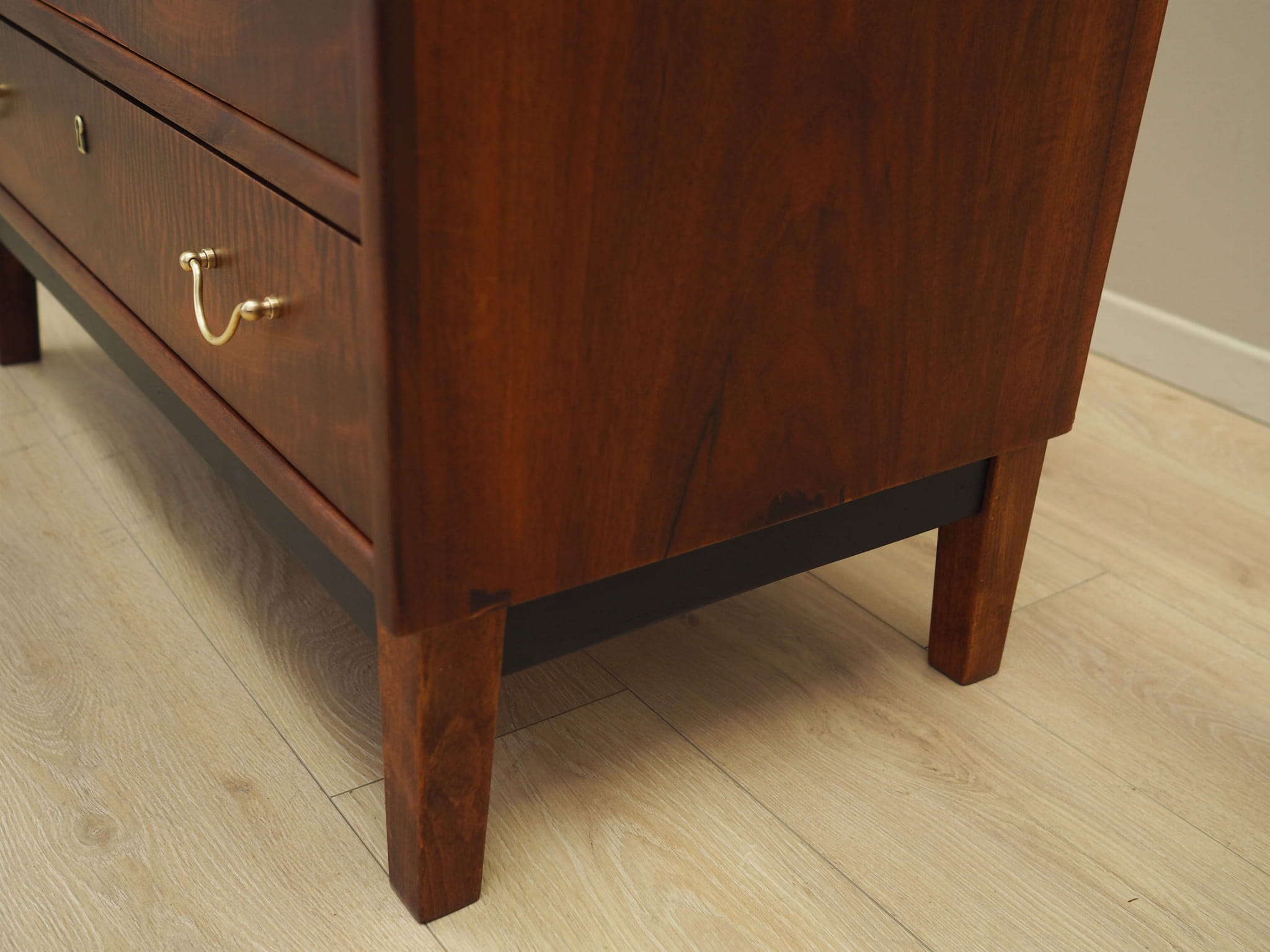 Vintage secretary desk, walnut wood, brown, 1960s