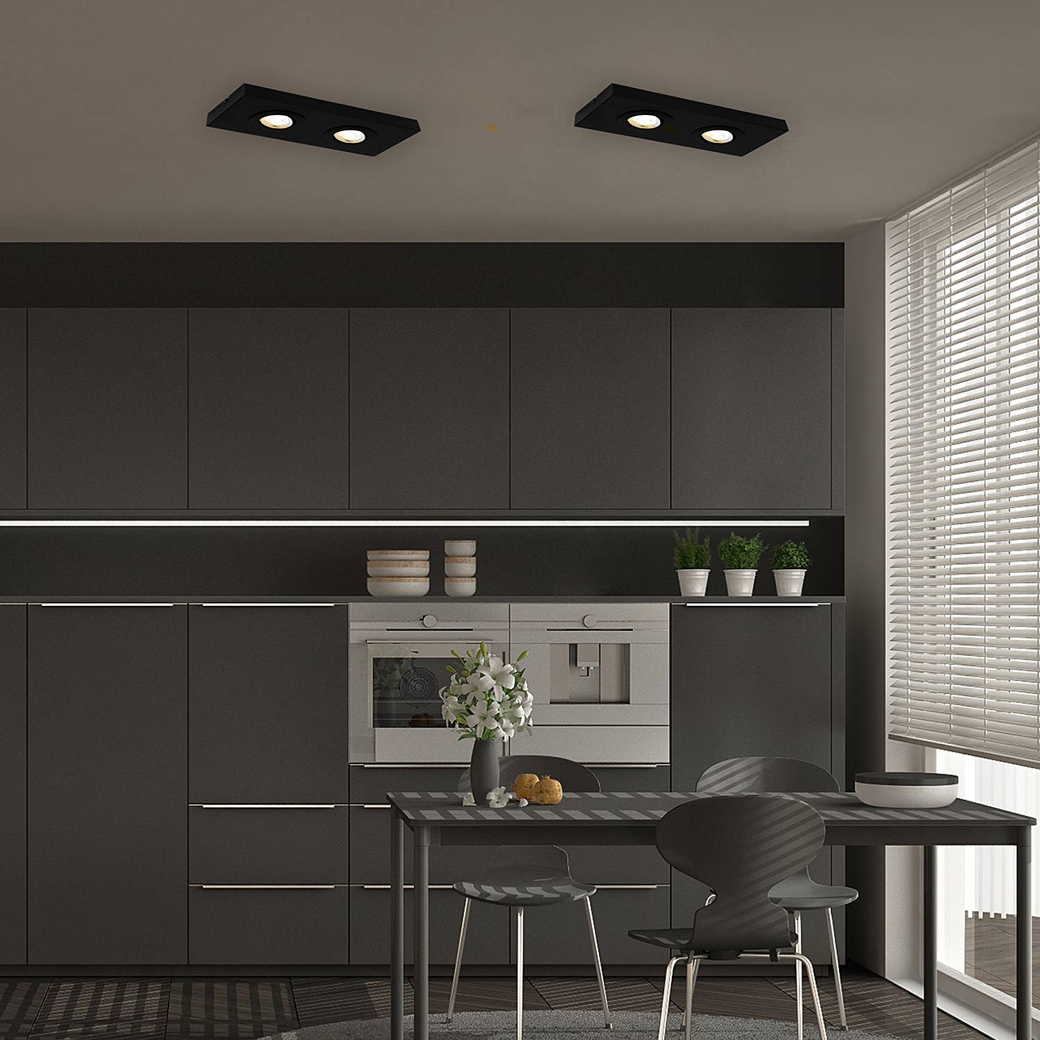 Morco LED Ceiling Light Aluminum Black 2-flame