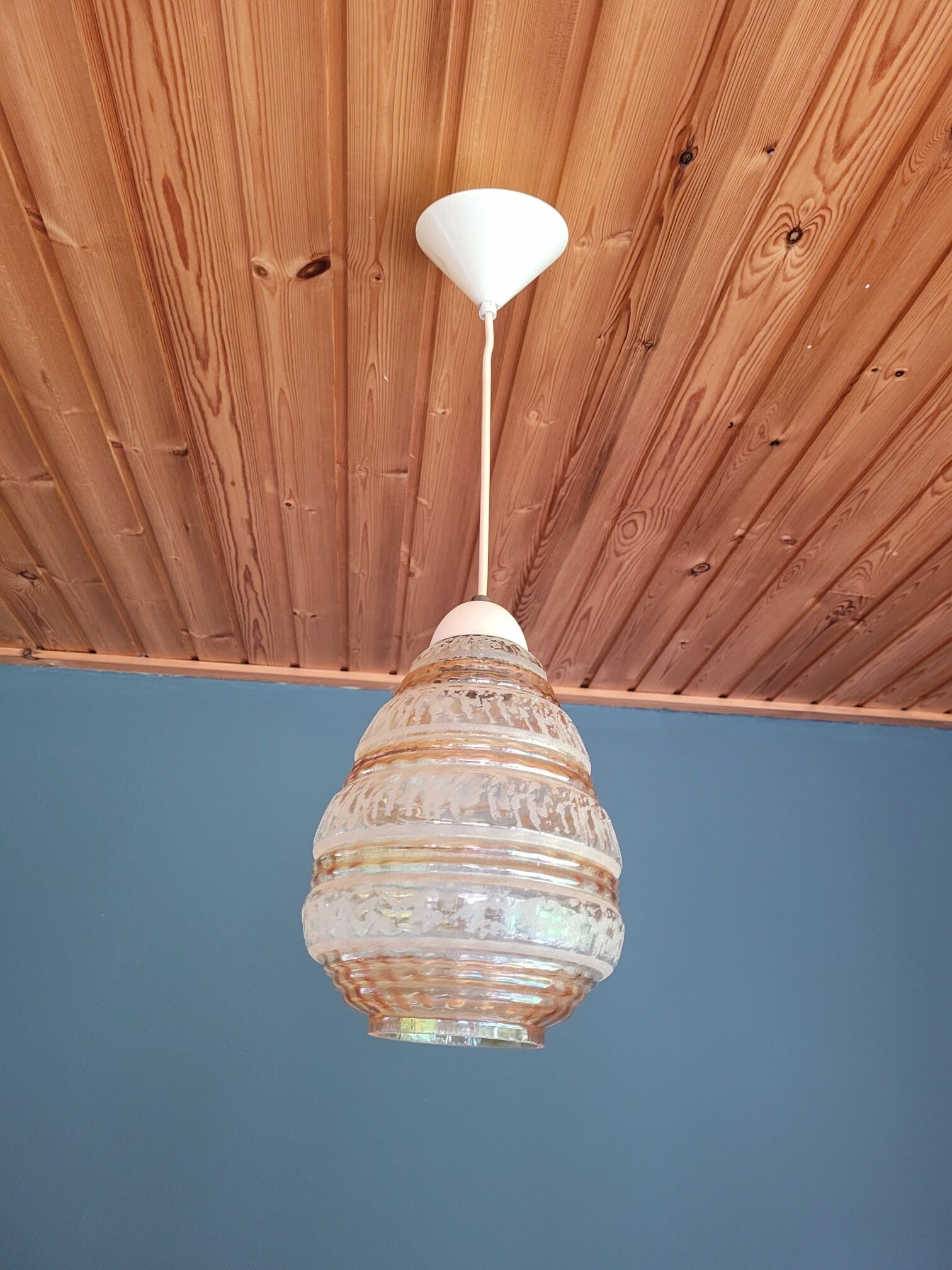 Vintage Hängelampe 70er Jahre Glas Rosa