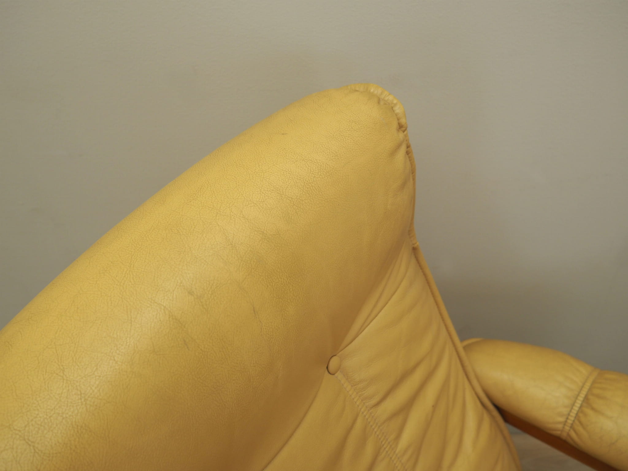 Armchair Teak Wood Leather Yellow 1960s