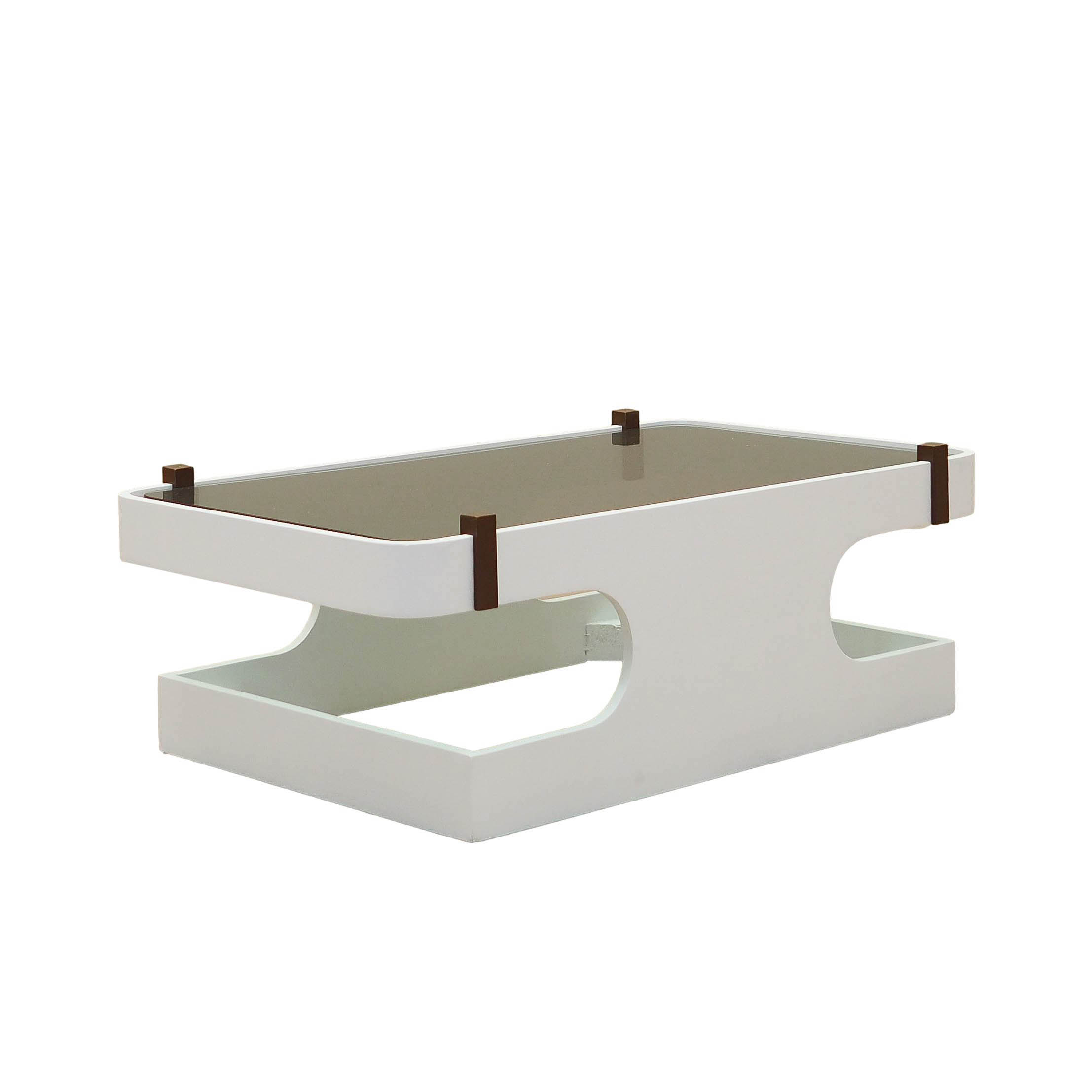 Kaffeetisch Glas Weiß 1970er Jahre