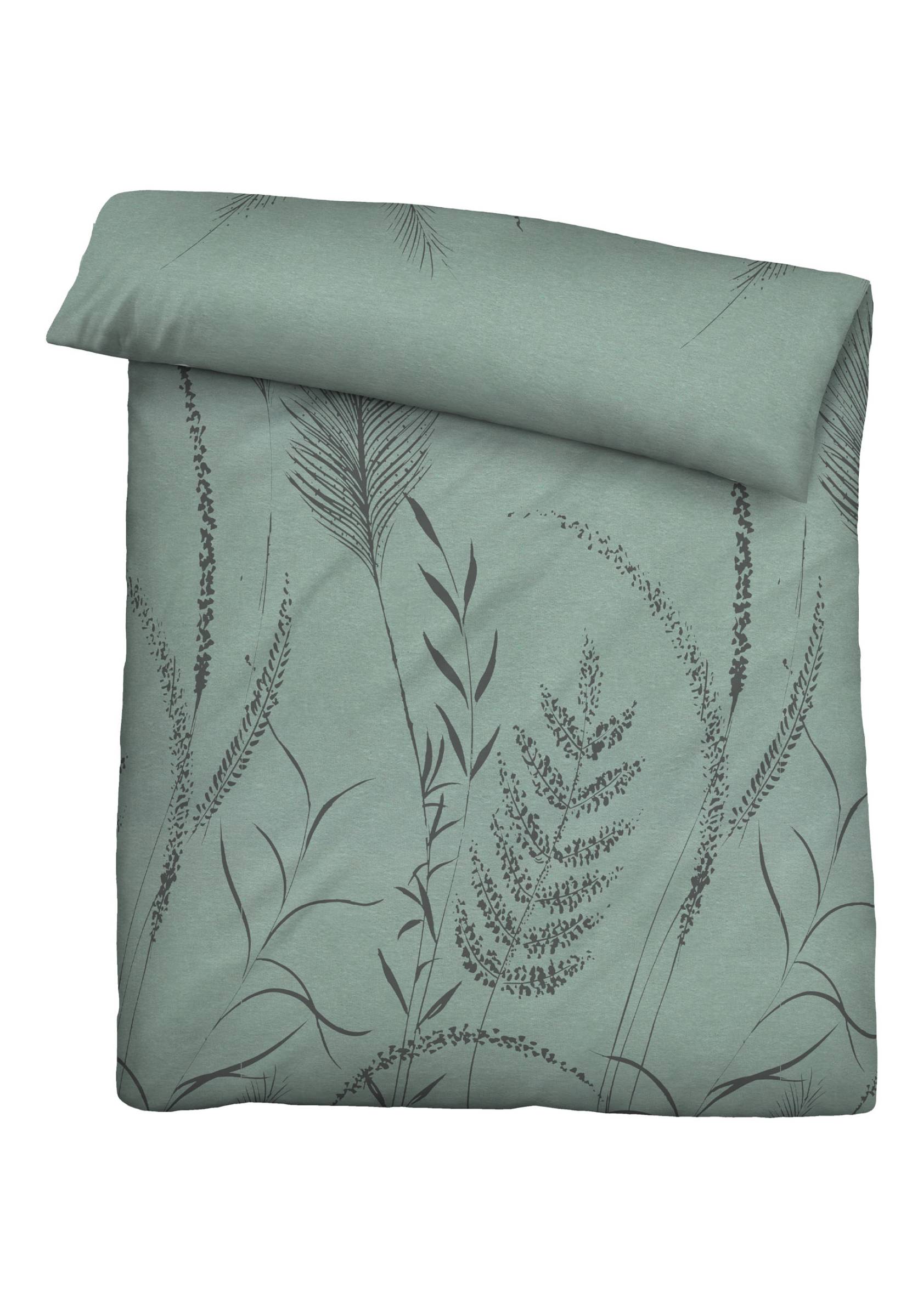 Linho Bettwäsche-Set Melange-Flanell Grün 135x200cm