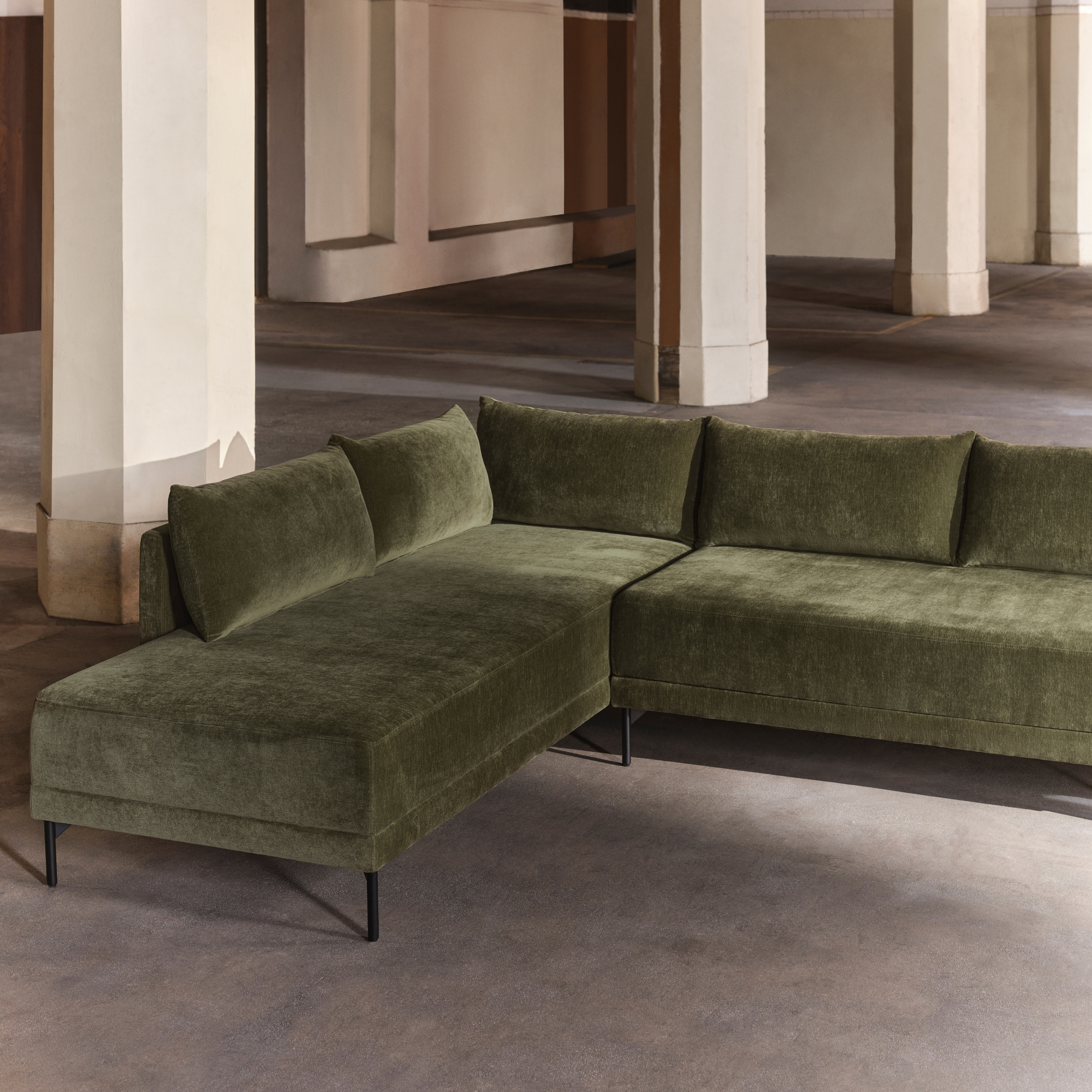 Vivica Sofa Recamiere Right Moss Olive