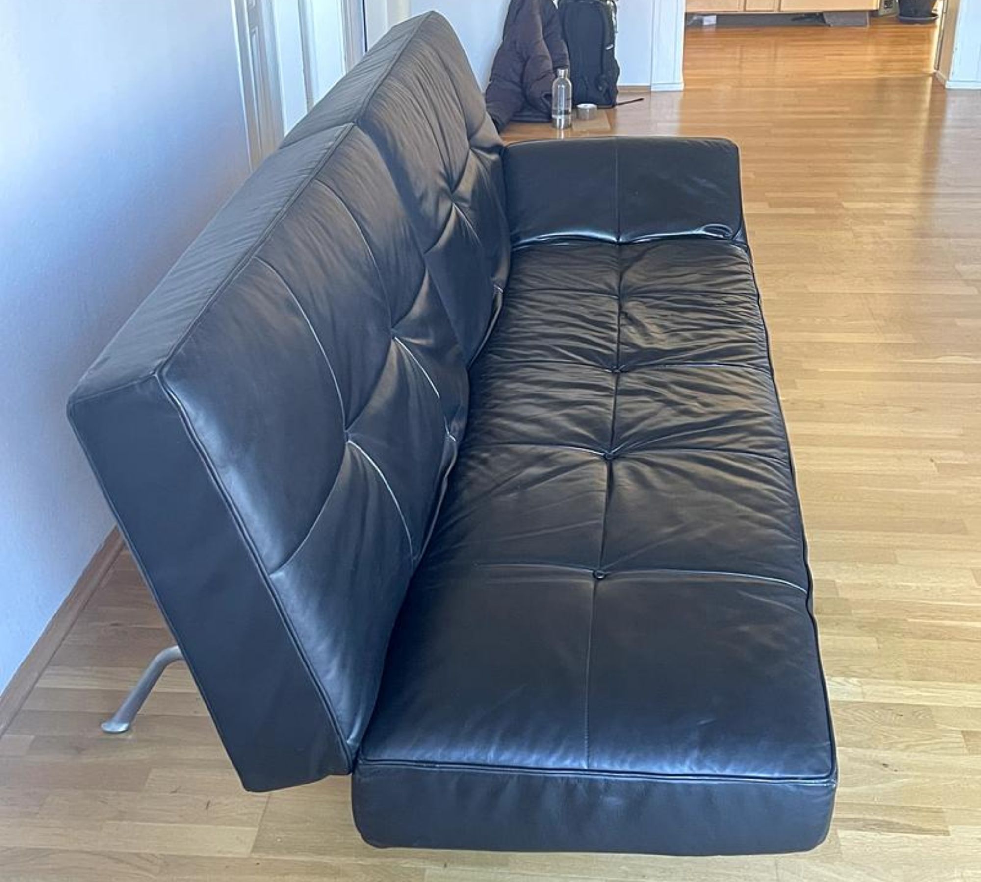 Smala Sofa Leder Schwarz