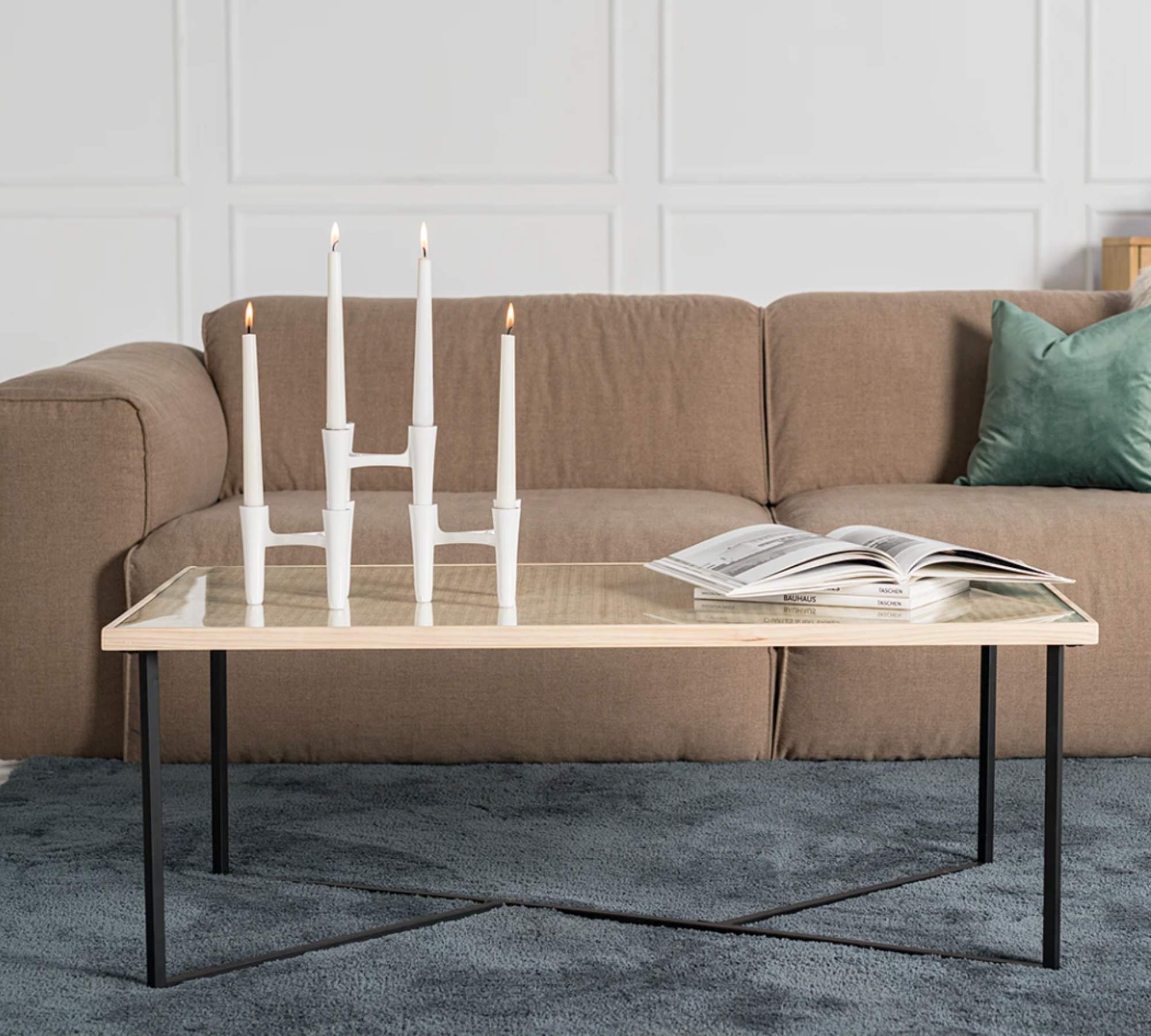 Couchtisch Wiener Geflecht Massivholz Braun